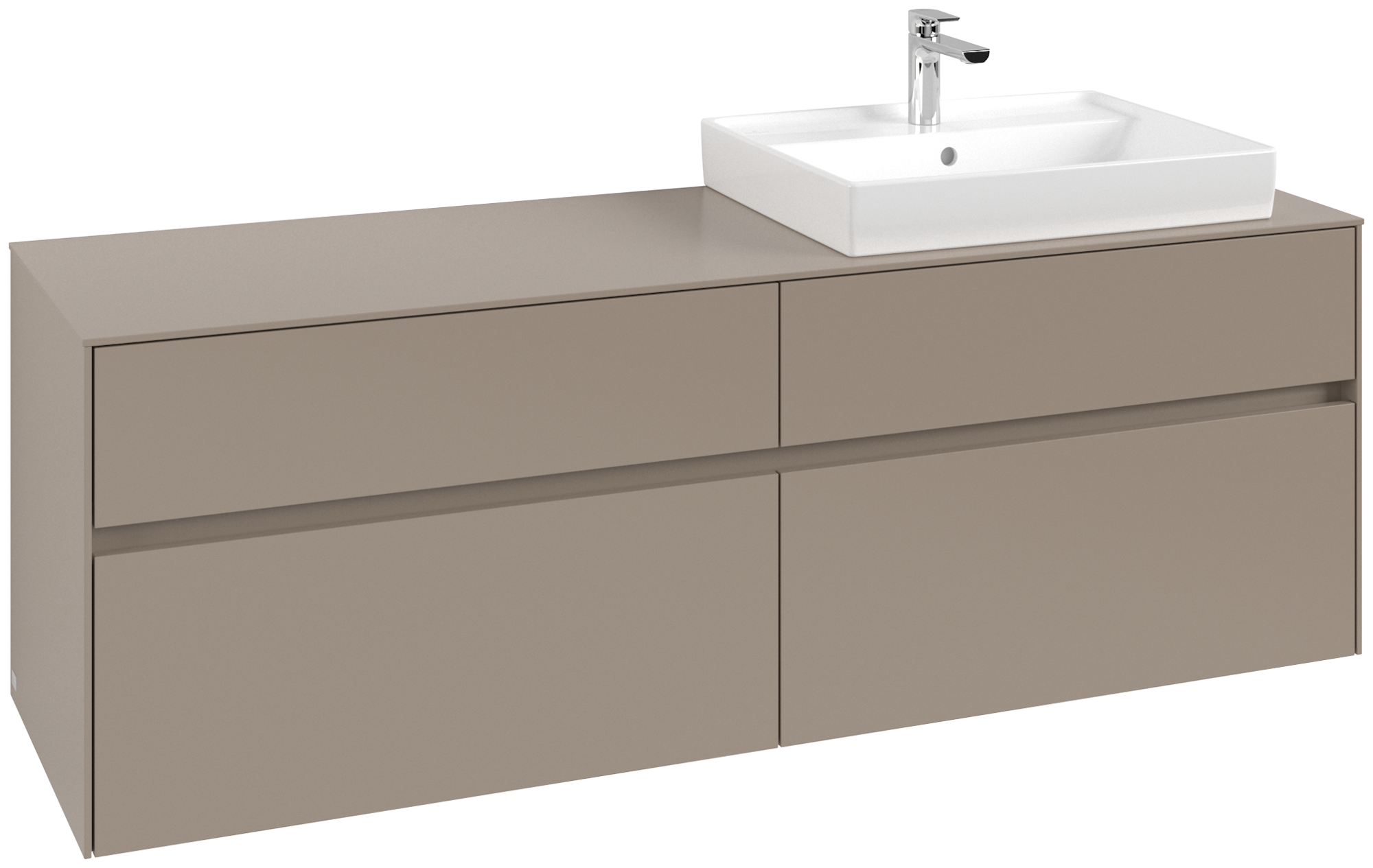 Villeroy & Boch Collaro Meuble sous plan, 4 tiroirs sur rails, 1600x548x500mm, Caisson: Taupe, Façade: Taupe