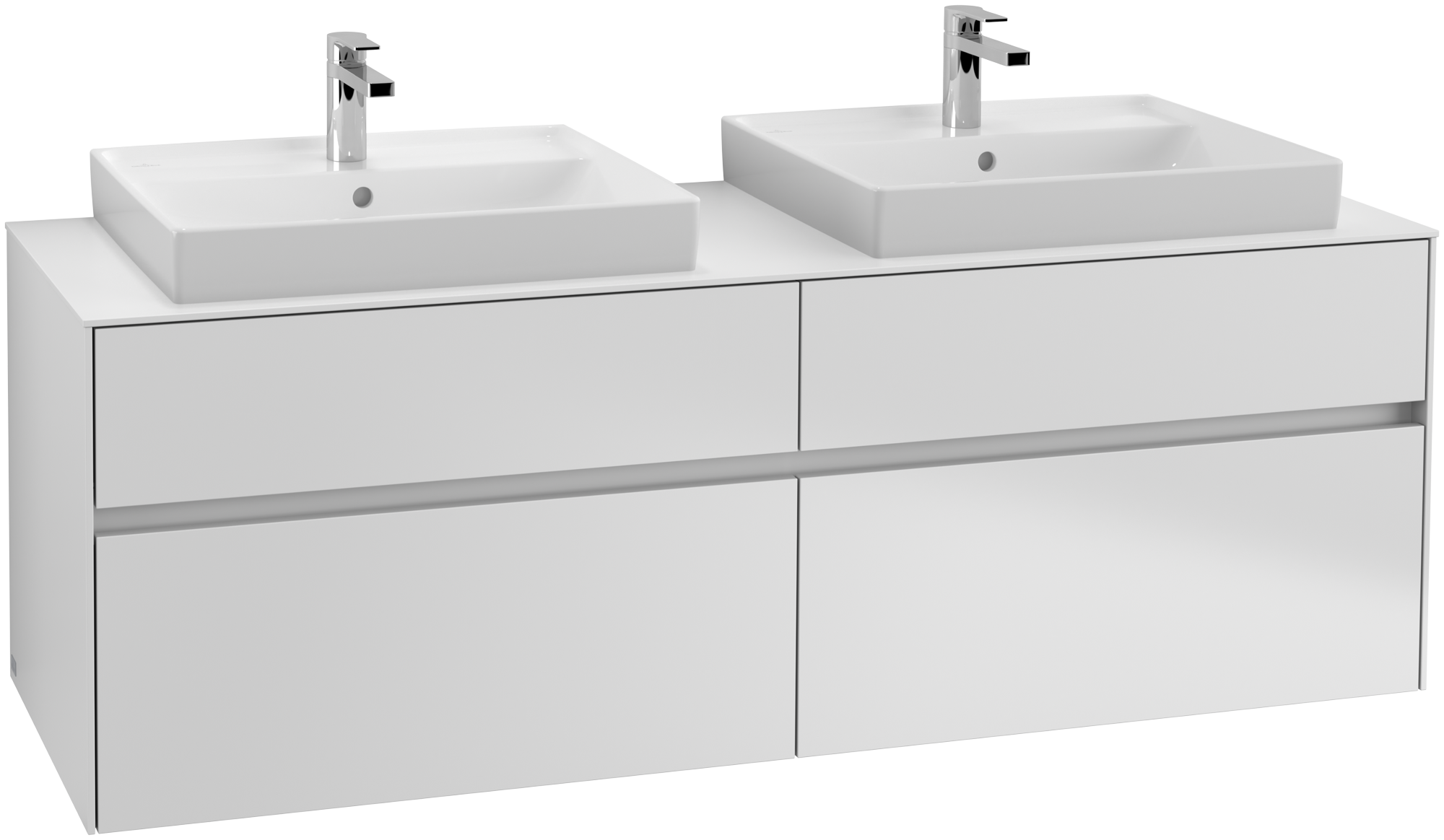 Villeroy & Boch Collaro Waschbeckenunterschrank, mit Beleuchtung, 4 Auszüge, 1600x548x500mm, Korpus: White Matt, Front: White Matt