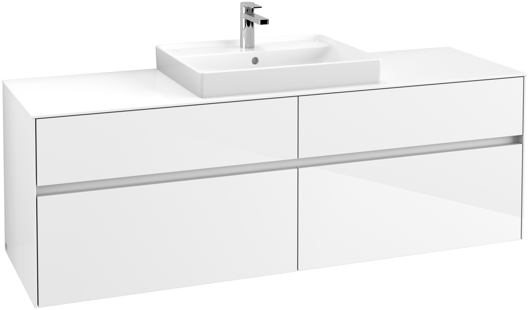 Villeroy & Boch Collaro Meuble sous plan, 4 tiroirs sur rails, 1600x548x500mm, Caisson: Glossy White, Façade: Glossy White