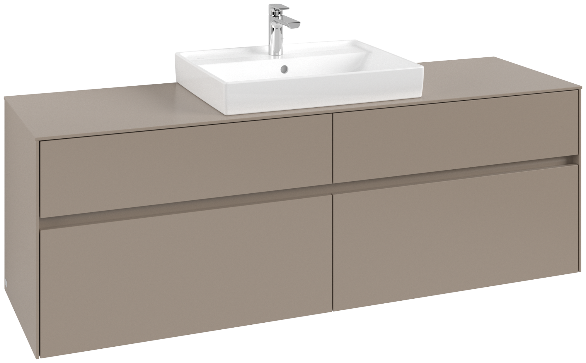 Villeroy & Boch Collaro Meuble sous plan, 4 tiroirs sur rails, 1600x548x500mm, Caisson: Taupe, Façade: Taupe