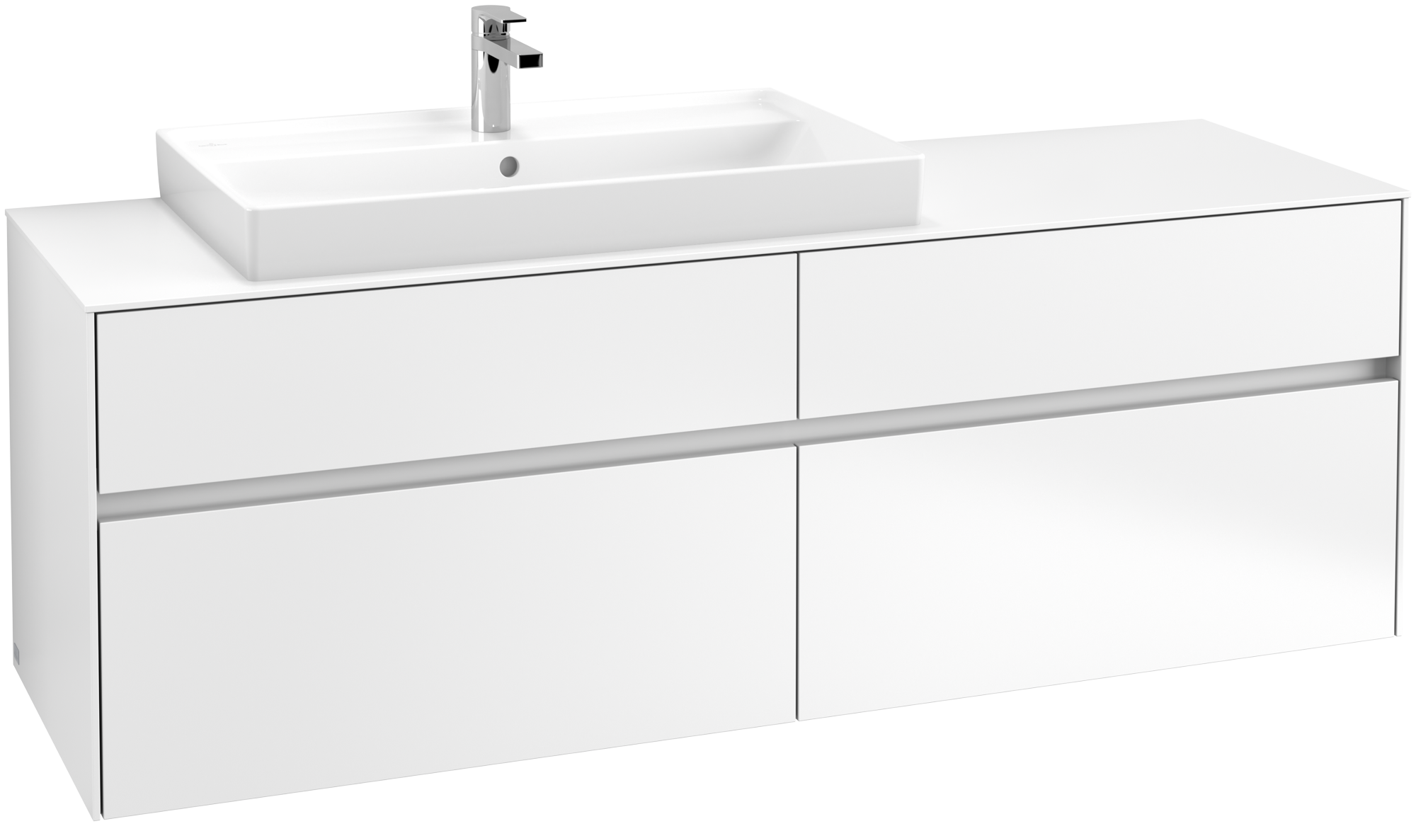 Villeroy & Boch Collaro Waschbeckenunterschrank, 4 Auszüge, 1600x548x500mm, Korpus: White Matt, Front: White Matt