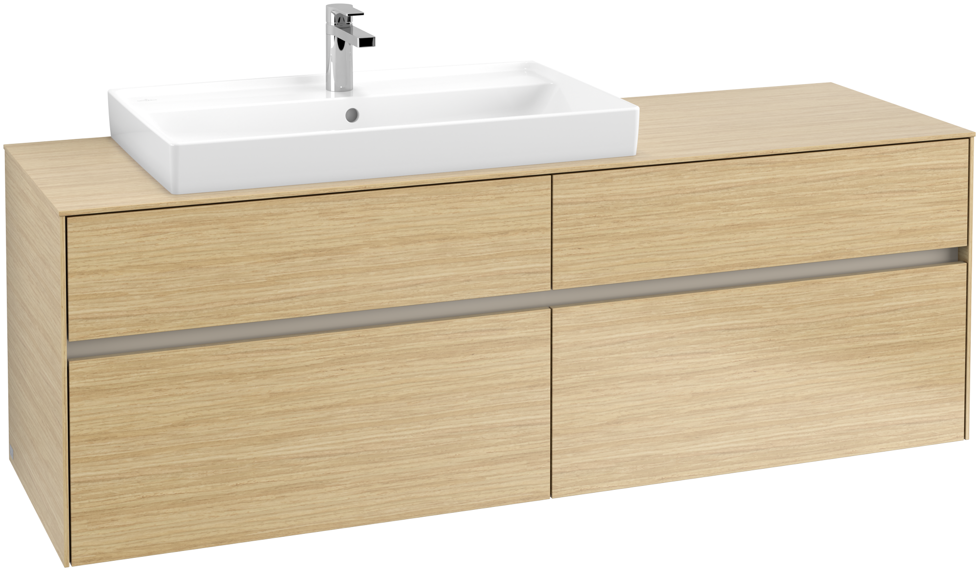 Villeroy & Boch Collaro Meuble sous plan, 4 tiroirs sur rails, 1600x548x500mm, Caisson: Nordic Oak, Façade: Nordic Oak