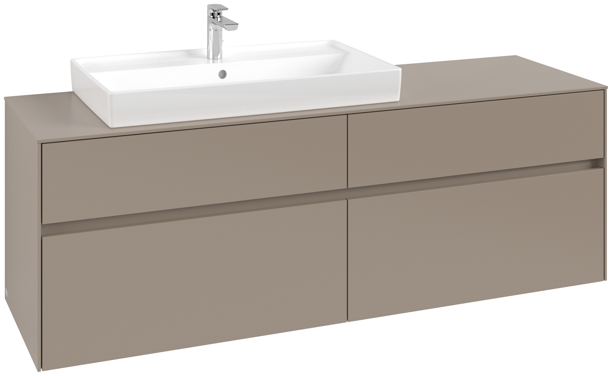 Villeroy & Boch Collaro Waschbeckenunterschrank, 4 Auszüge, 1600x548x500mm, Korpus: Taupe, Front: Taupe