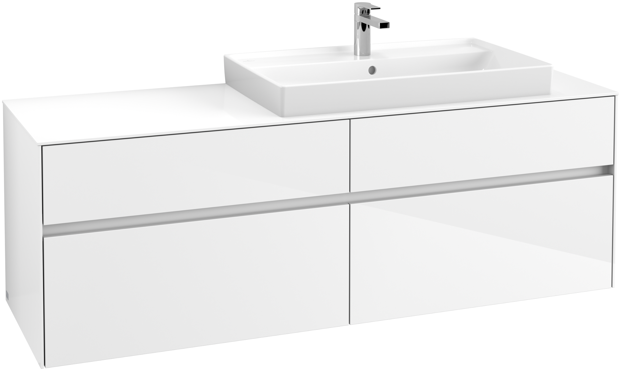 Villeroy & Boch Collaro Waschbeckenunterschrank, 4 Auszüge, 1600x548x500mm, Korpus: Glossy White, Front: Glossy White