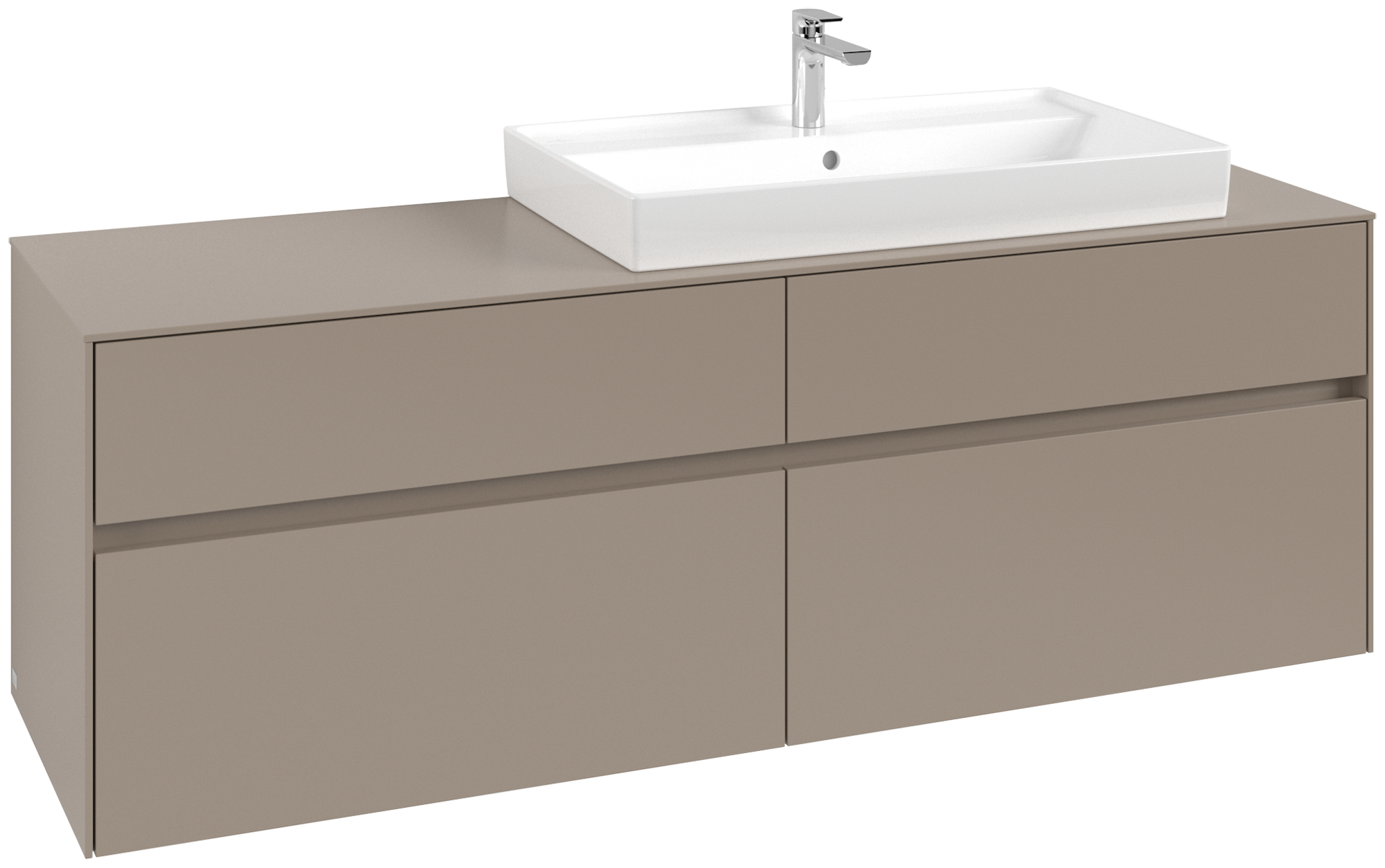 Villeroy & Boch Collaro Meuble sous plan, 4 tiroirs sur rails, 1600x548x500mm, Caisson: Taupe, Façade: Taupe
