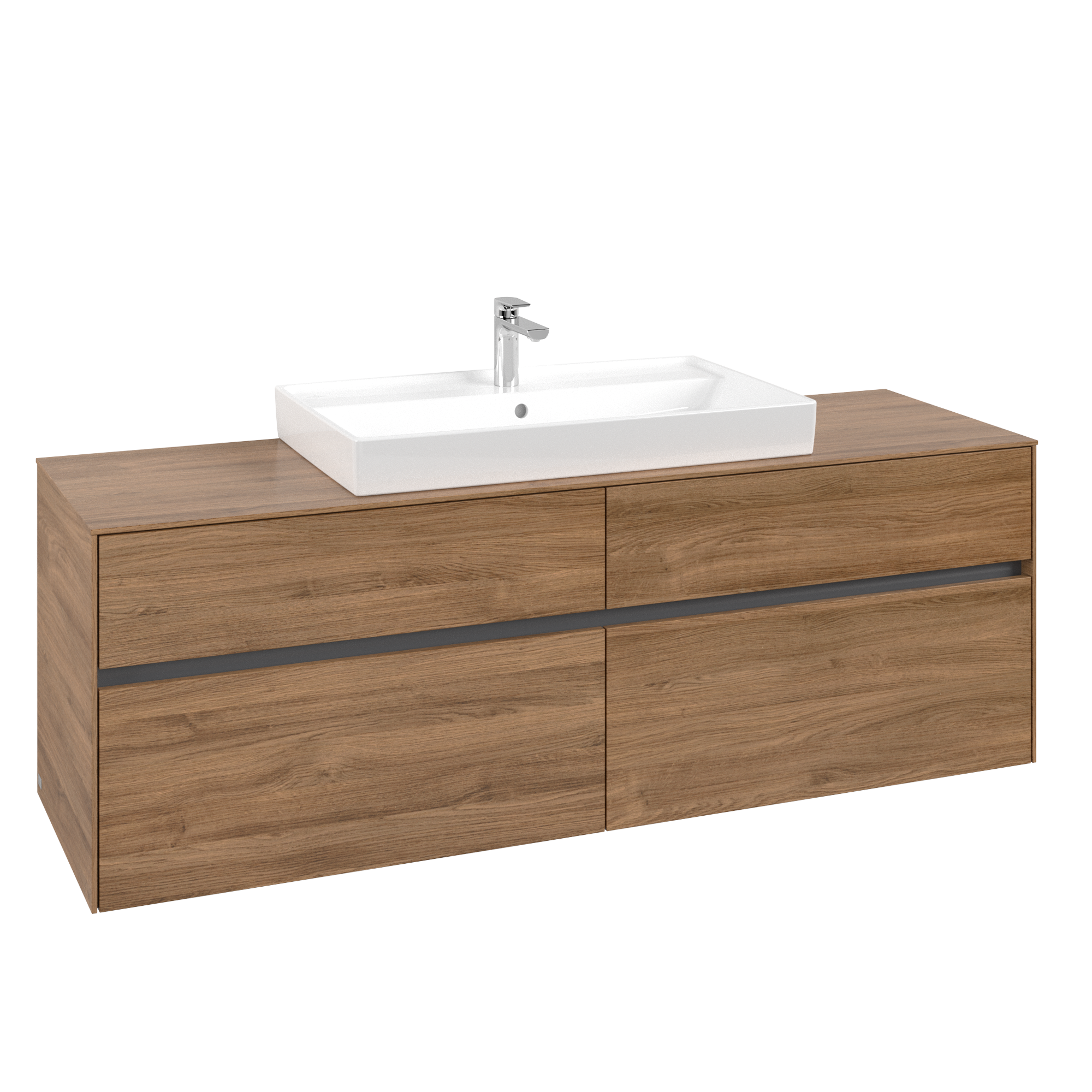 Villeroy & Boch Collaro Waschbeckenunterschrank, 4 Auszüge, 1600x548x500mm, Korpus: Kansas Oak, Front: Kansas Oak