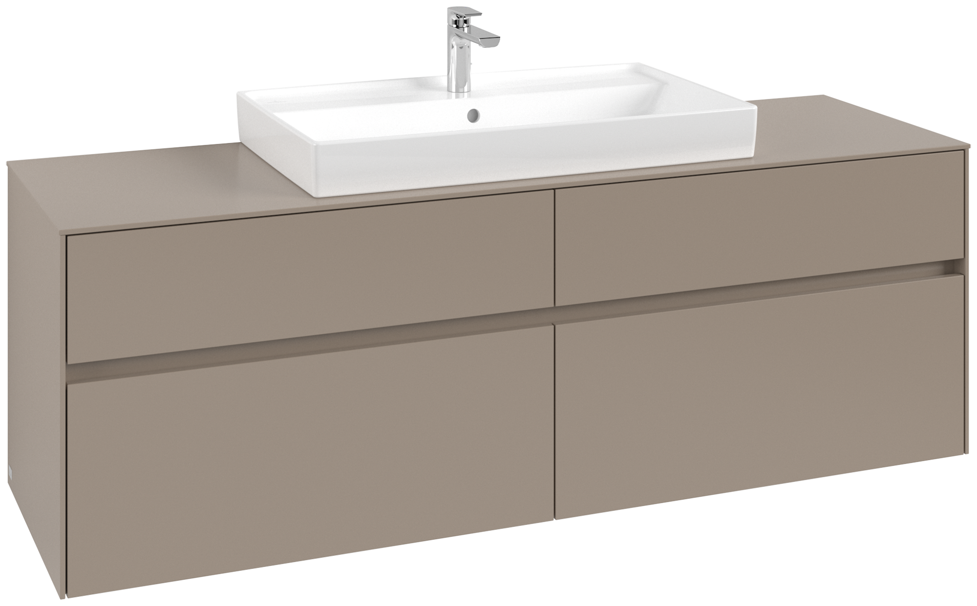 Villeroy & Boch Collaro Meuble sous plan, 4 tiroirs sur rails, 1600x548x500mm, Caisson: Taupe, Façade: Taupe