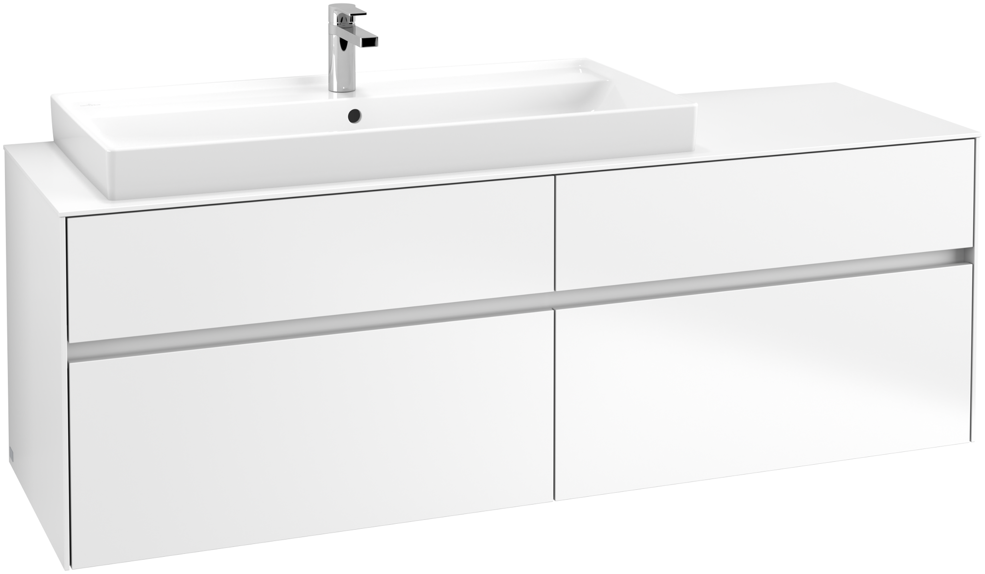 Villeroy & Boch Collaro Waschbeckenunterschrank, 4 Auszüge, 1600x548x500mm, Korpus: White Matt, Front: White Matt