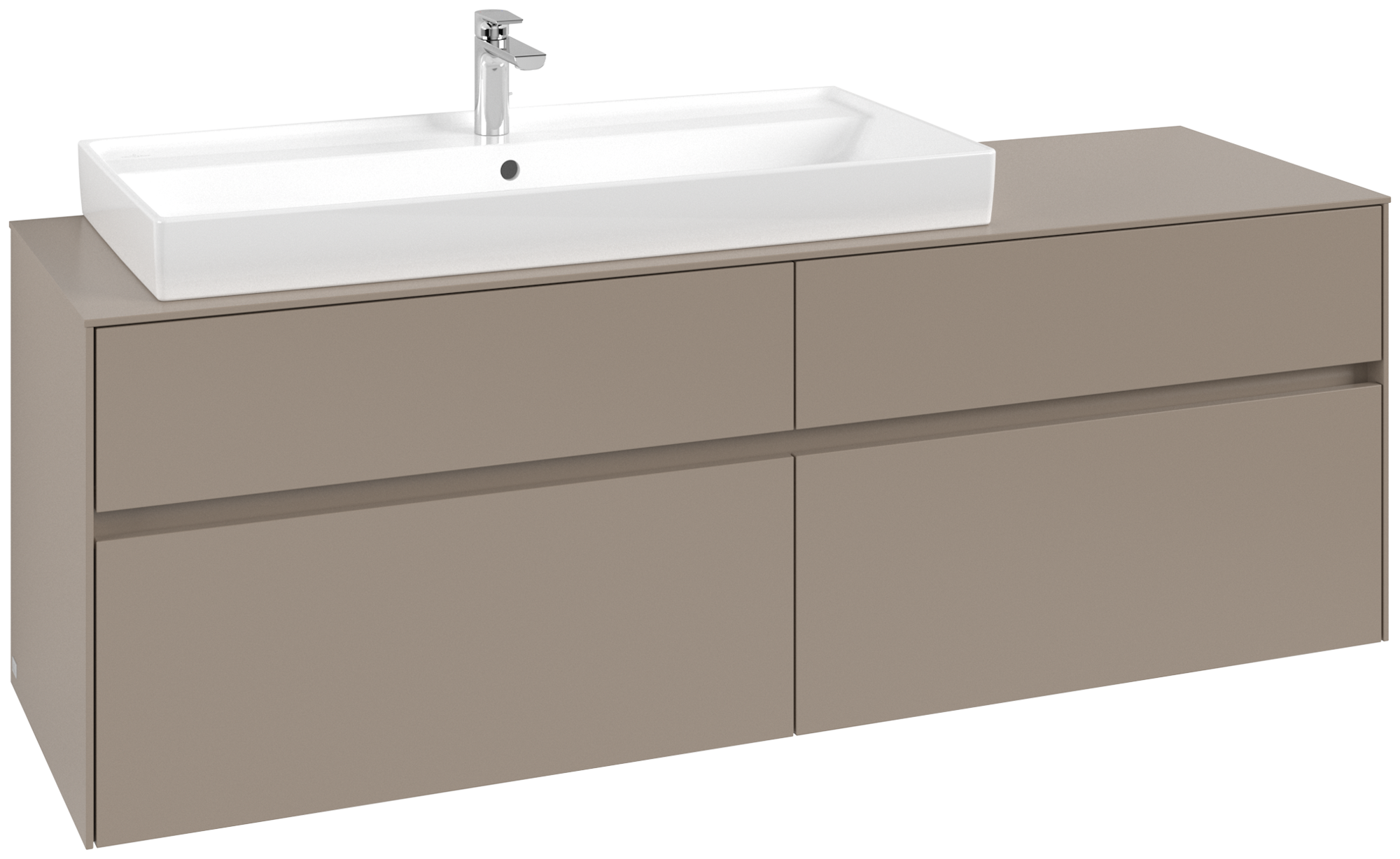 Villeroy & Boch Collaro Meuble sous plan, 4 tiroirs sur rails, 1600x548x500mm, Caisson: Taupe, Façade: Taupe
