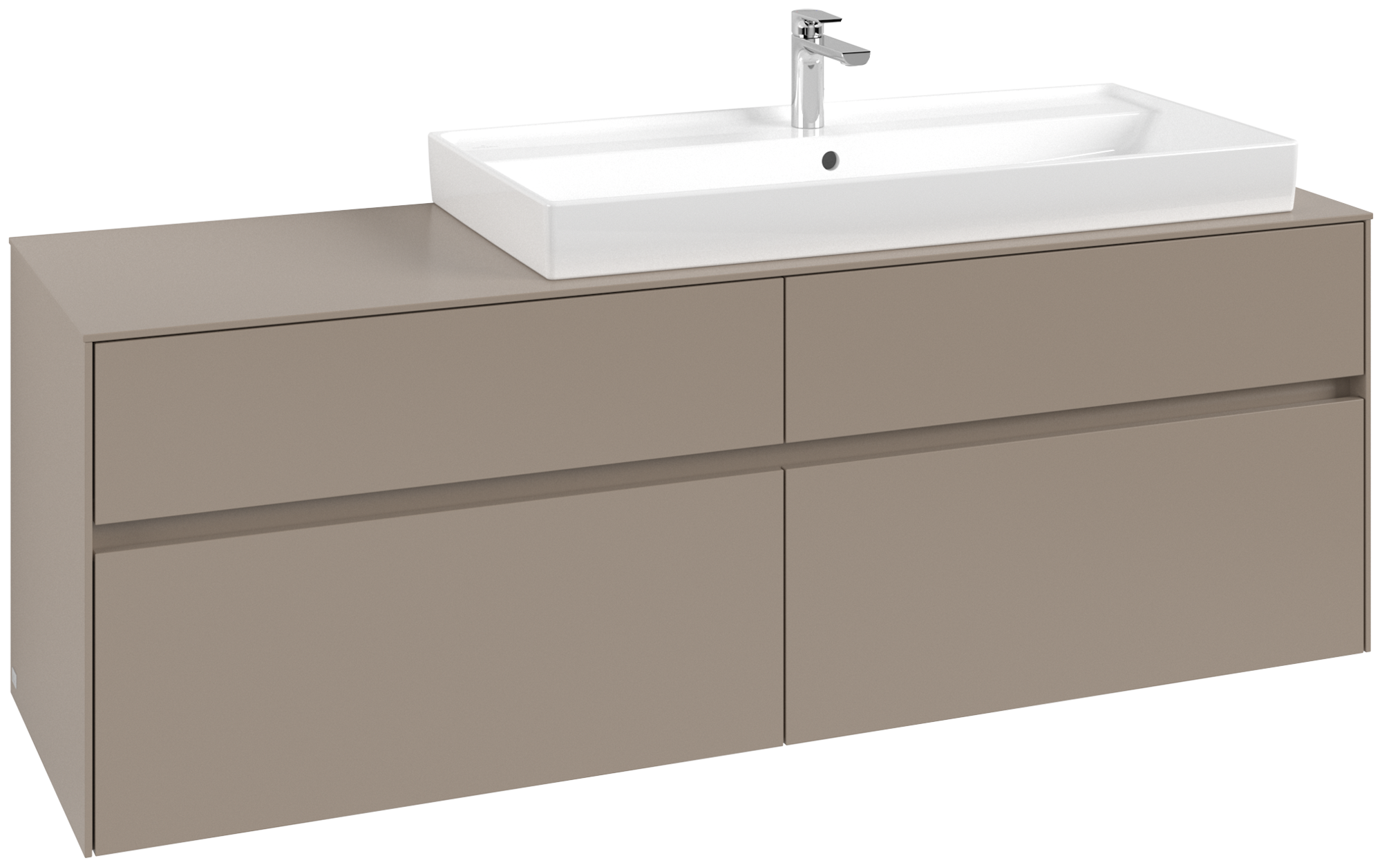 Villeroy & Boch Collaro Meuble sous plan, 4 tiroirs sur rails, 1600x548x500mm, Caisson: Taupe, Façade: Taupe