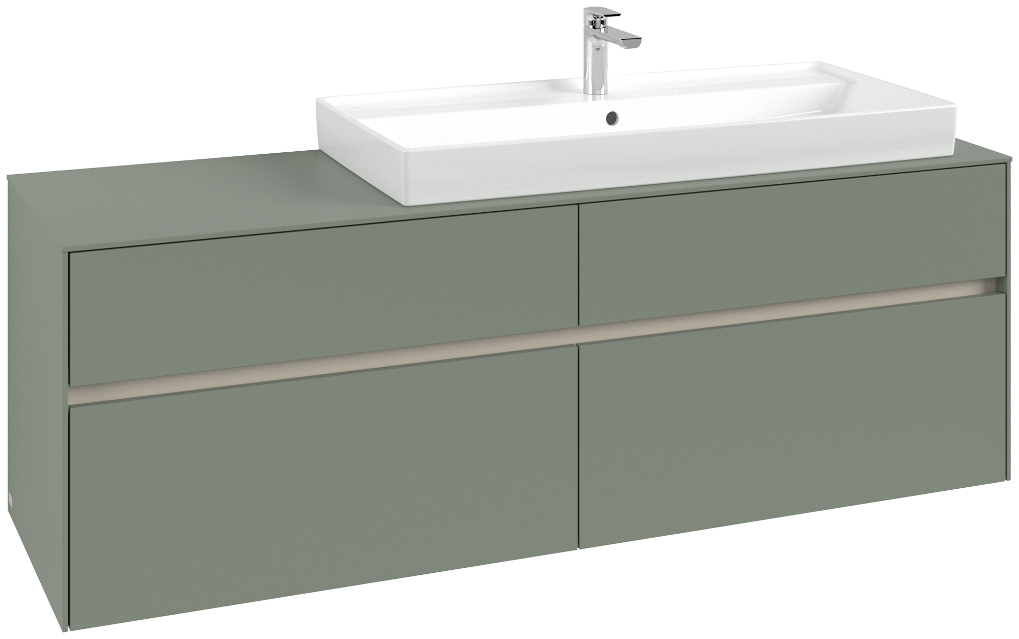 Villeroy & Boch Collaro Mobile sottolavabo, con illuminazione, 4 vani estraibili, 1600x548x500mm, Corpo: Soft Green, Fronte: Soft Green