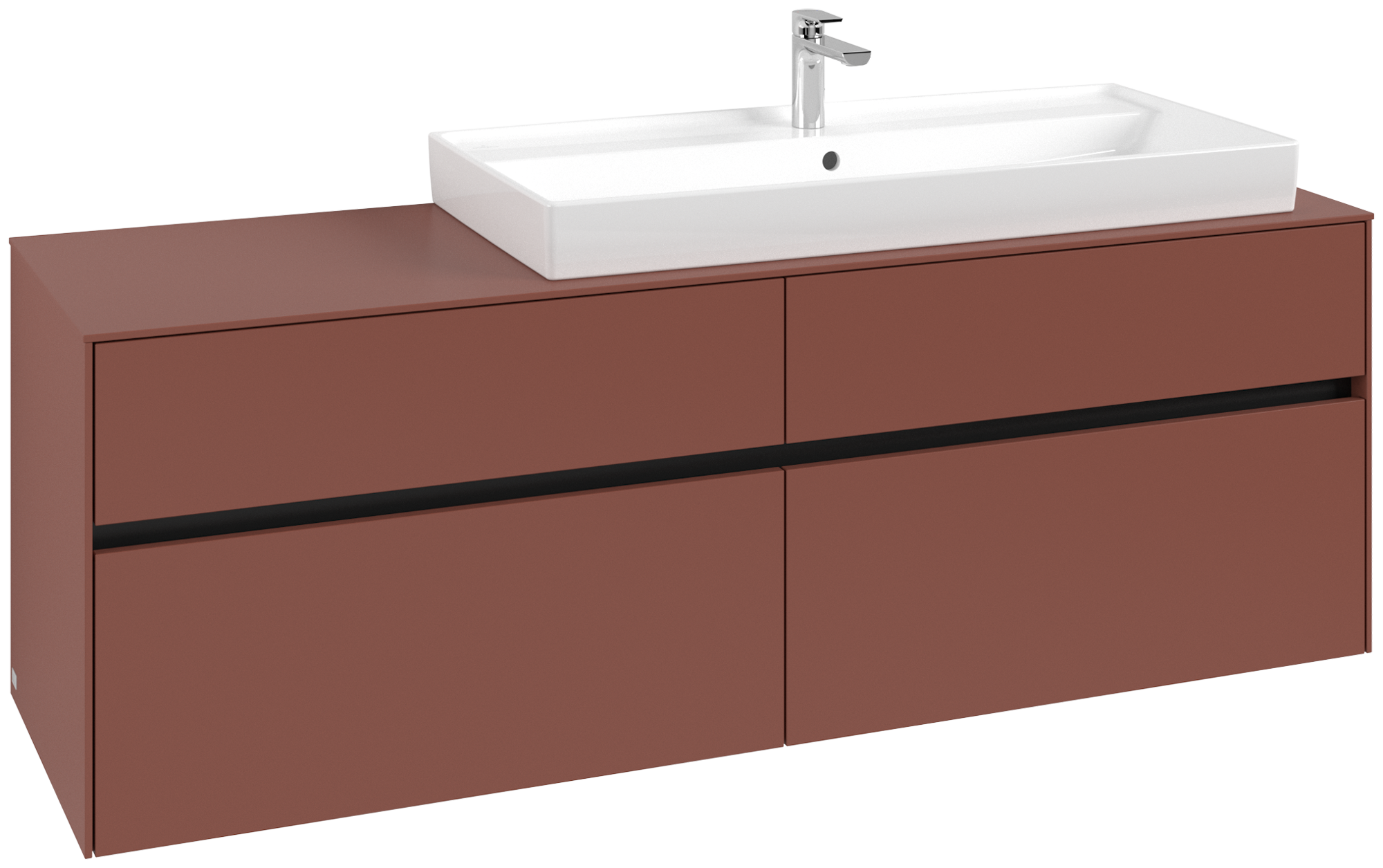 Villeroy & Boch Collaro Mobile sottolavabo, con illuminazione, 4 vani estraibili, 1600x548x500mm, Corpo: Wine Red, Fronte: Wine Red
