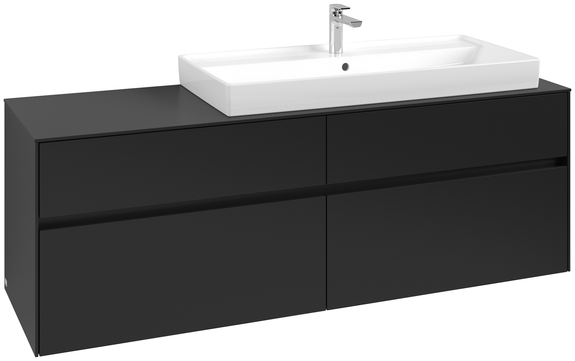 Villeroy & Boch Collaro Mobile sottolavabo, con illuminazione, 4 vani estraibili, 1600x548x500mm, Corpo: Volcano Black, Fronte: Volcano Black