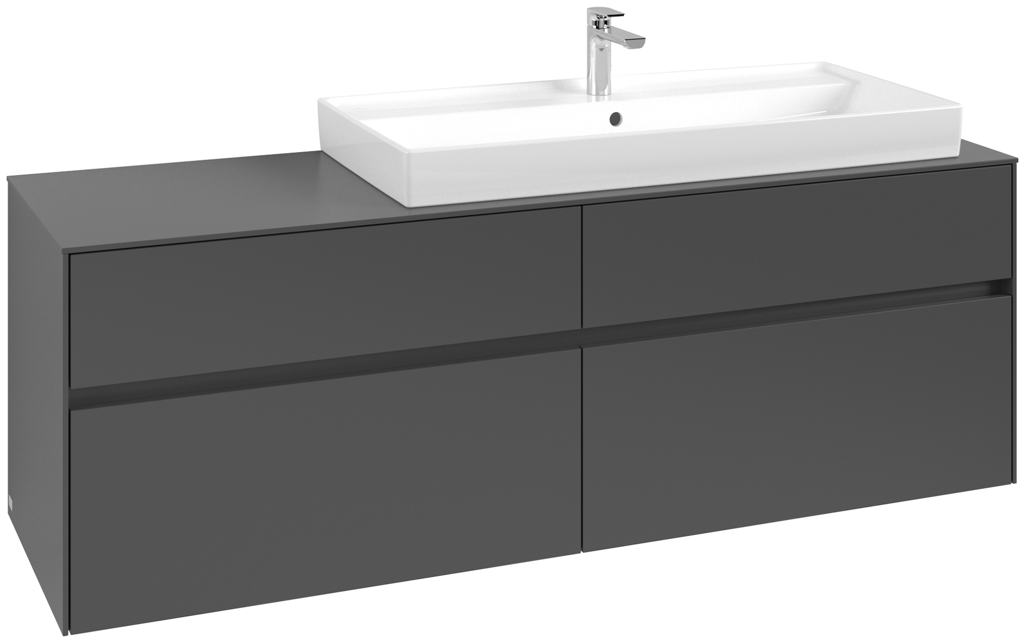 Villeroy & Boch Collaro Mobile sottolavabo, con illuminazione, 4 vani estraibili, 1600x548x500mm, Corpo: Graphite, Fronte: Graphite