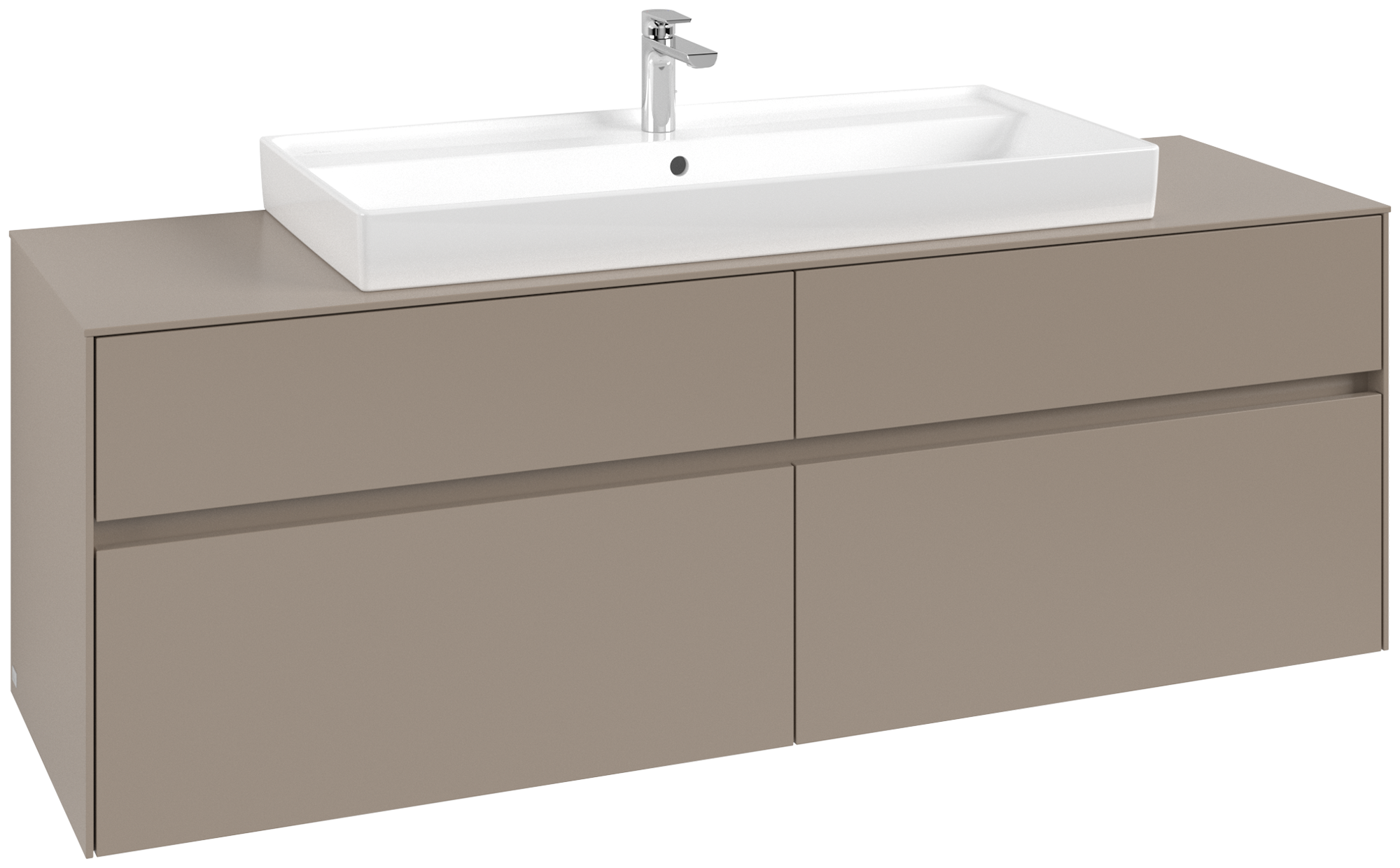 Villeroy & Boch Collaro Meuble sous plan, 4 tiroirs sur rails, 1600x548x500mm, Caisson: Taupe, Façade: Taupe