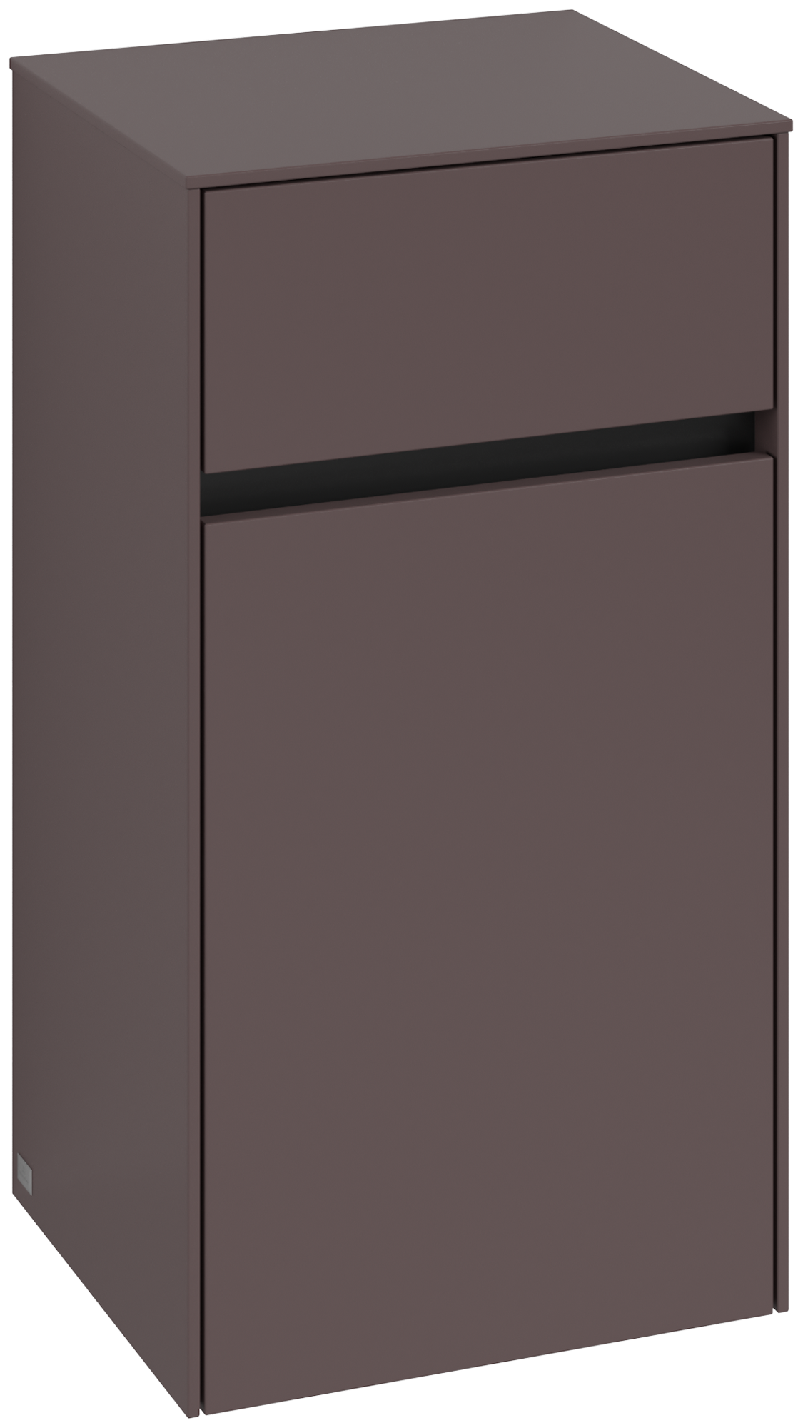 Villeroy & Boch Collaro Side cabinet, 1 door, 1 drawer, 404x748x349mm, Body: <p>Dark Berry</p>, Front: <p>Dark Berry</p>