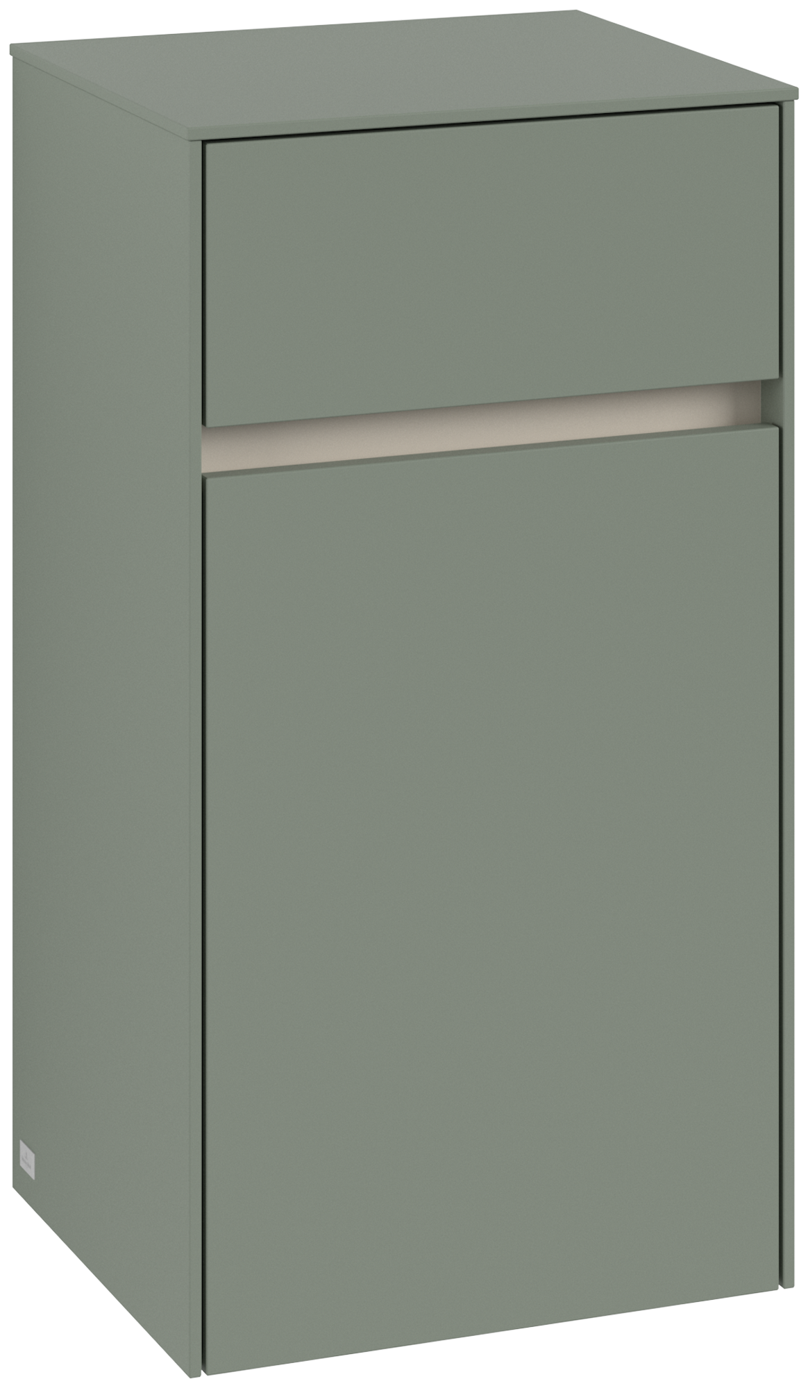 Villeroy & Boch Collaro Side cabinet, 1 door, 1 drawer, 404x748x349mm, Body: Soft Green, Front: Soft Green