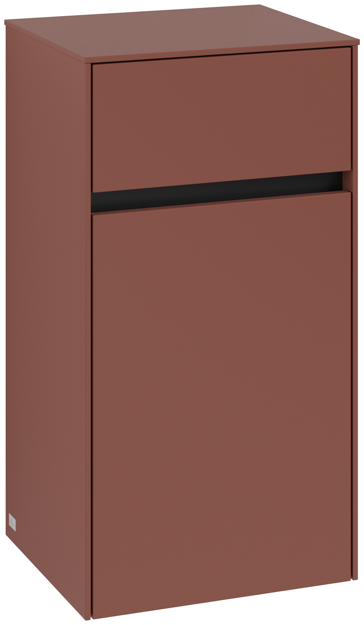 Villeroy & Boch Collaro Side cabinet, 1 door, 1 drawer, 404x748x349mm, Body: Wine Red, Front: Wine Red