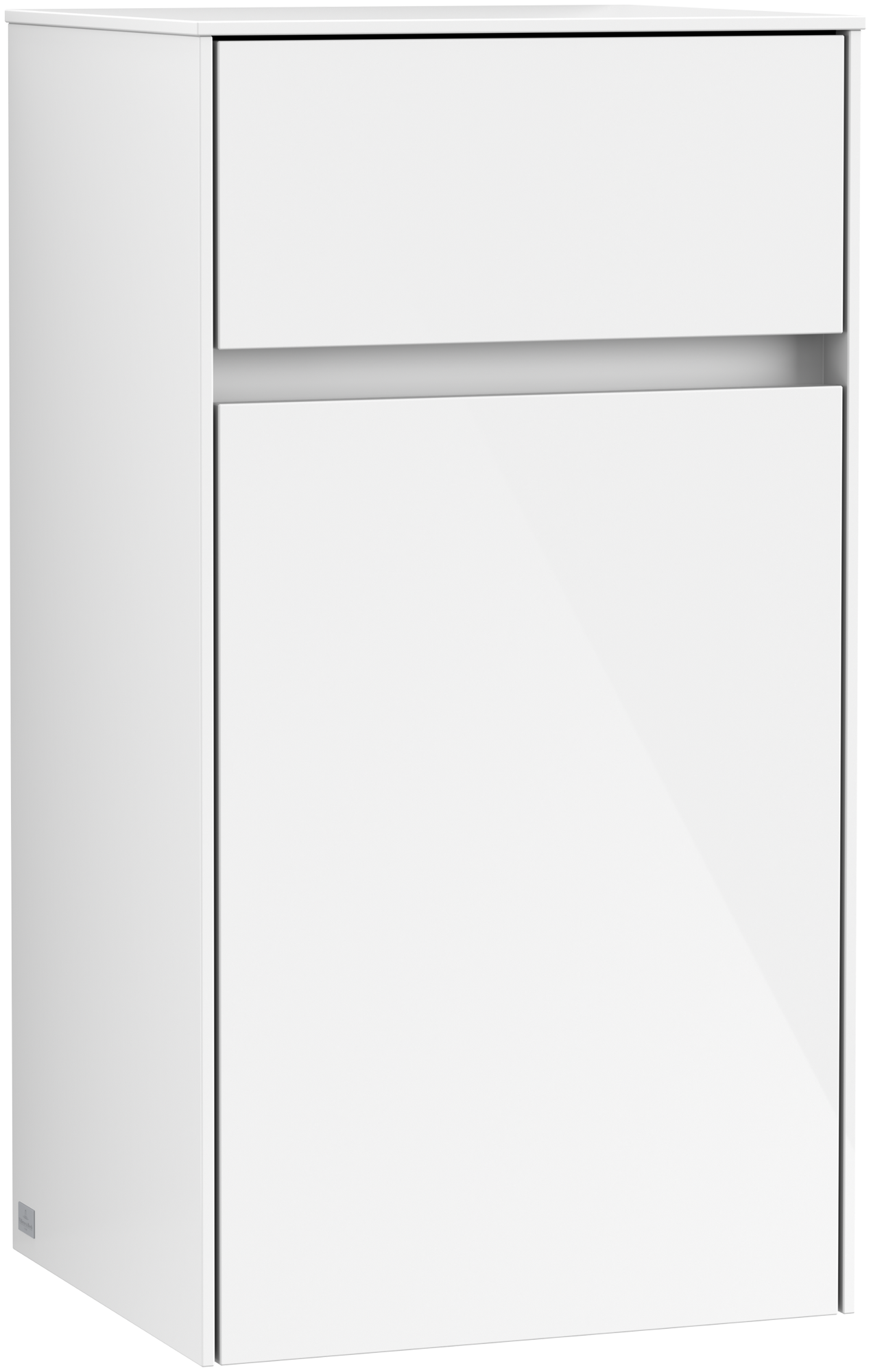 Villeroy & Boch Collaro Side cabinet, 1 door, 1 drawer, 404x748x349mm, Body: Glossy White, Front: Glossy White