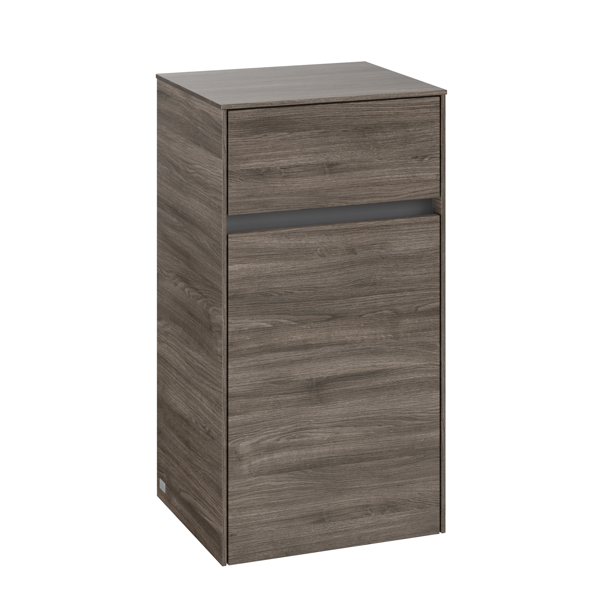 Villeroy & Boch Collaro Side cabinet, 1 door, 1 drawer, 404x748x349mm, Body: Stone Oak, Front: Stone Oak
