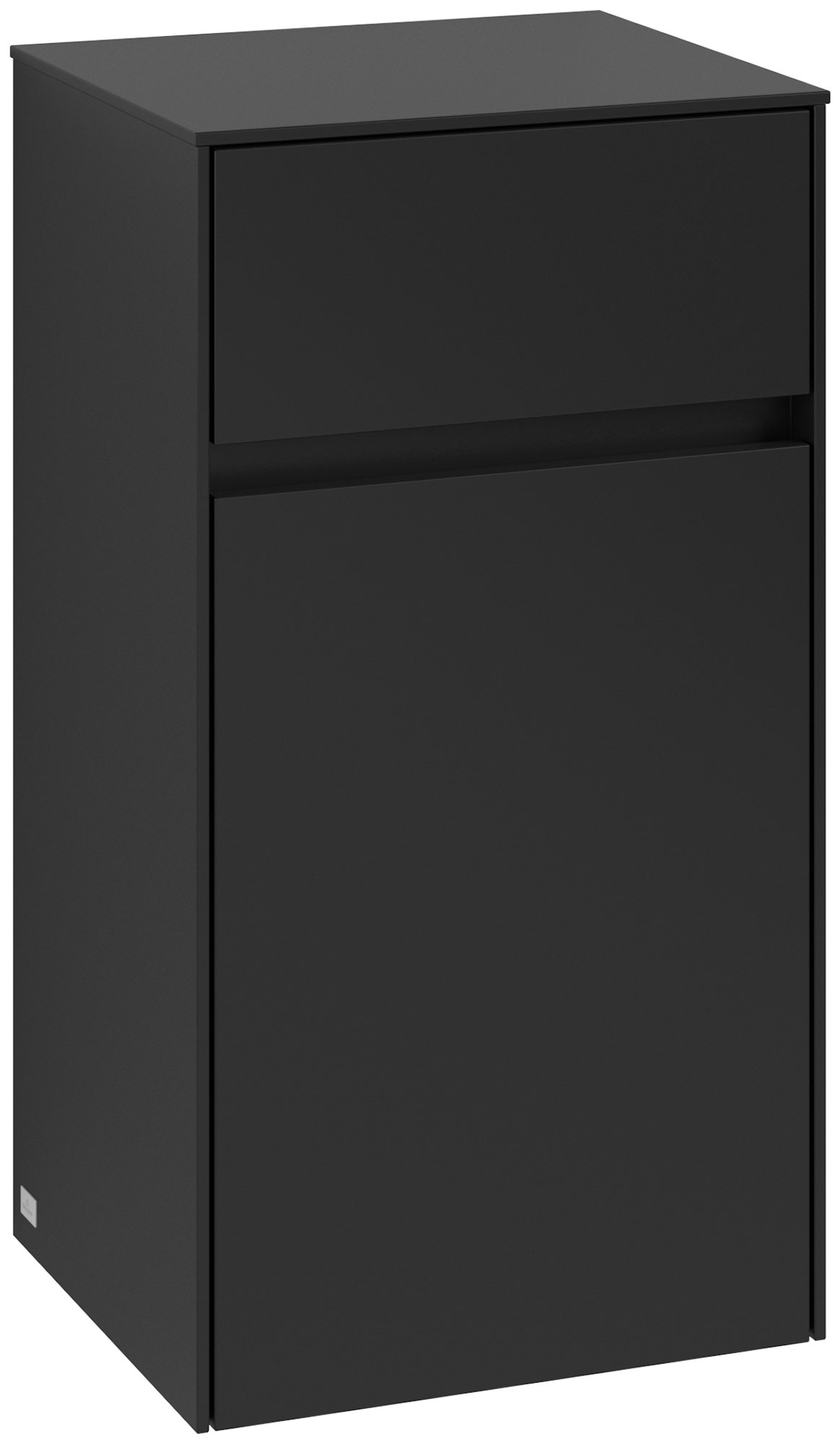 Villeroy & Boch Collaro Side cabinet, 1 door, 1 drawer, 404x748x349mm, Body: Volcano Black, Front: Volcano Black