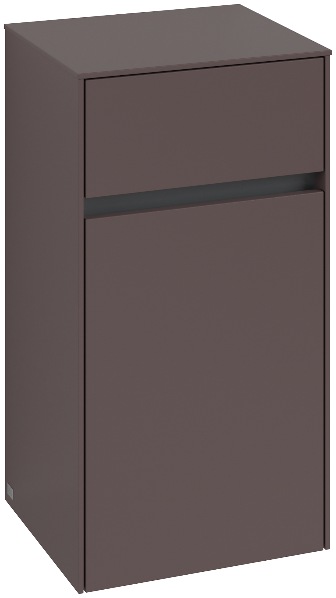 Villeroy & Boch Collaro Side cabinet, 1 door, 1 drawer, 404x748x349mm, Body: <p>Dark Berry</p>, Front: <p>Dark Berry</p>