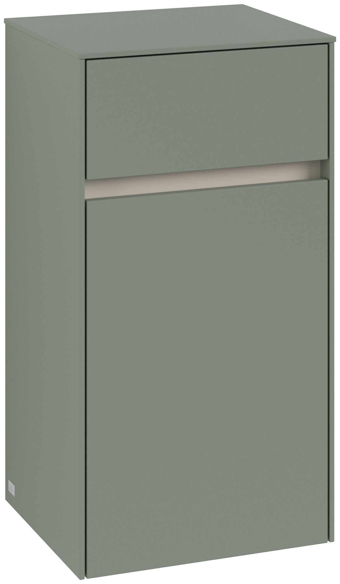 Villeroy & Boch Collaro Side cabinet, 1 door, 1 drawer, 404x748x349mm, Body: Soft Green, Front: Soft Green