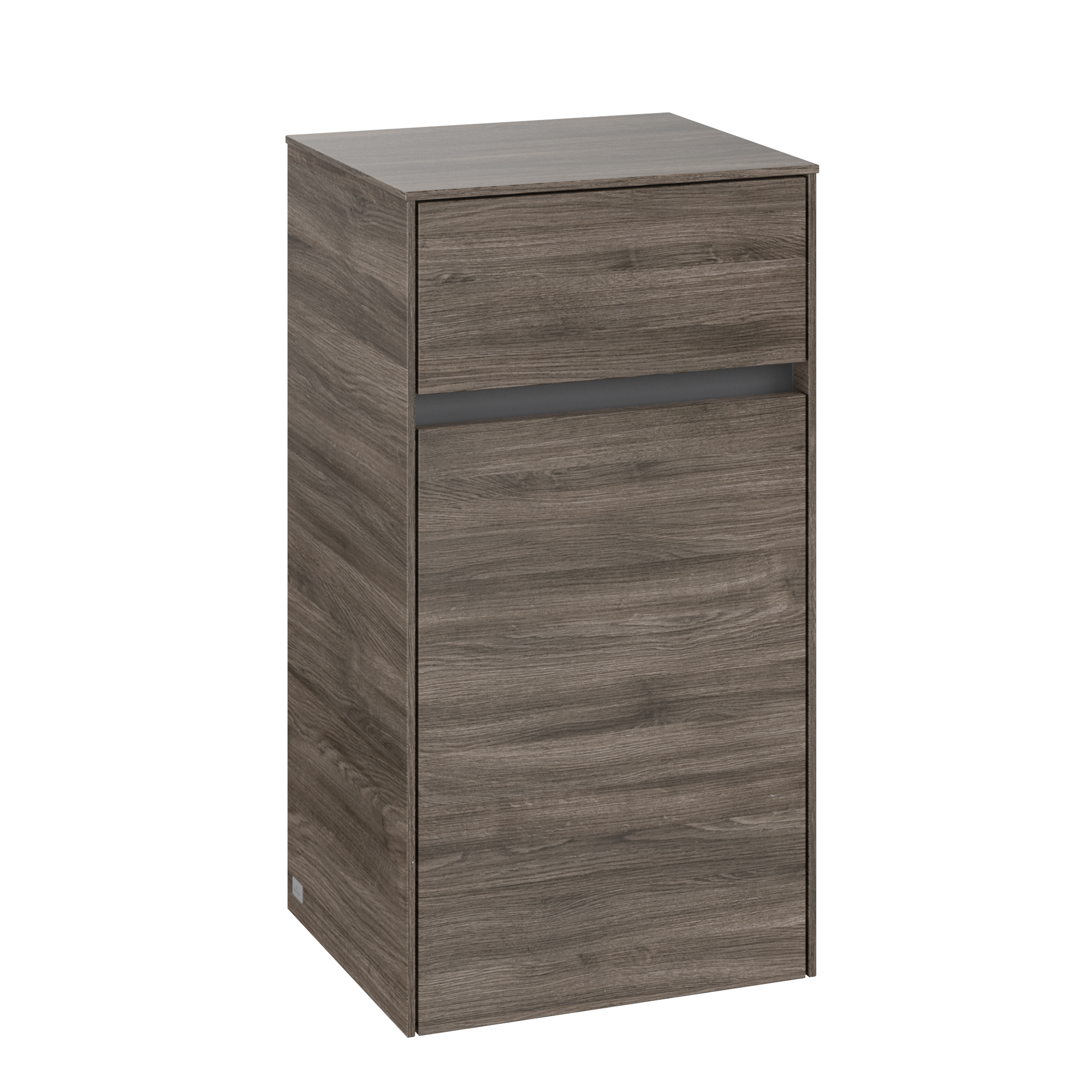 Villeroy & Boch Collaro Side cabinet, 1 door, 1 drawer, 404x748x349mm, Body: Stone Oak, Front: Stone Oak