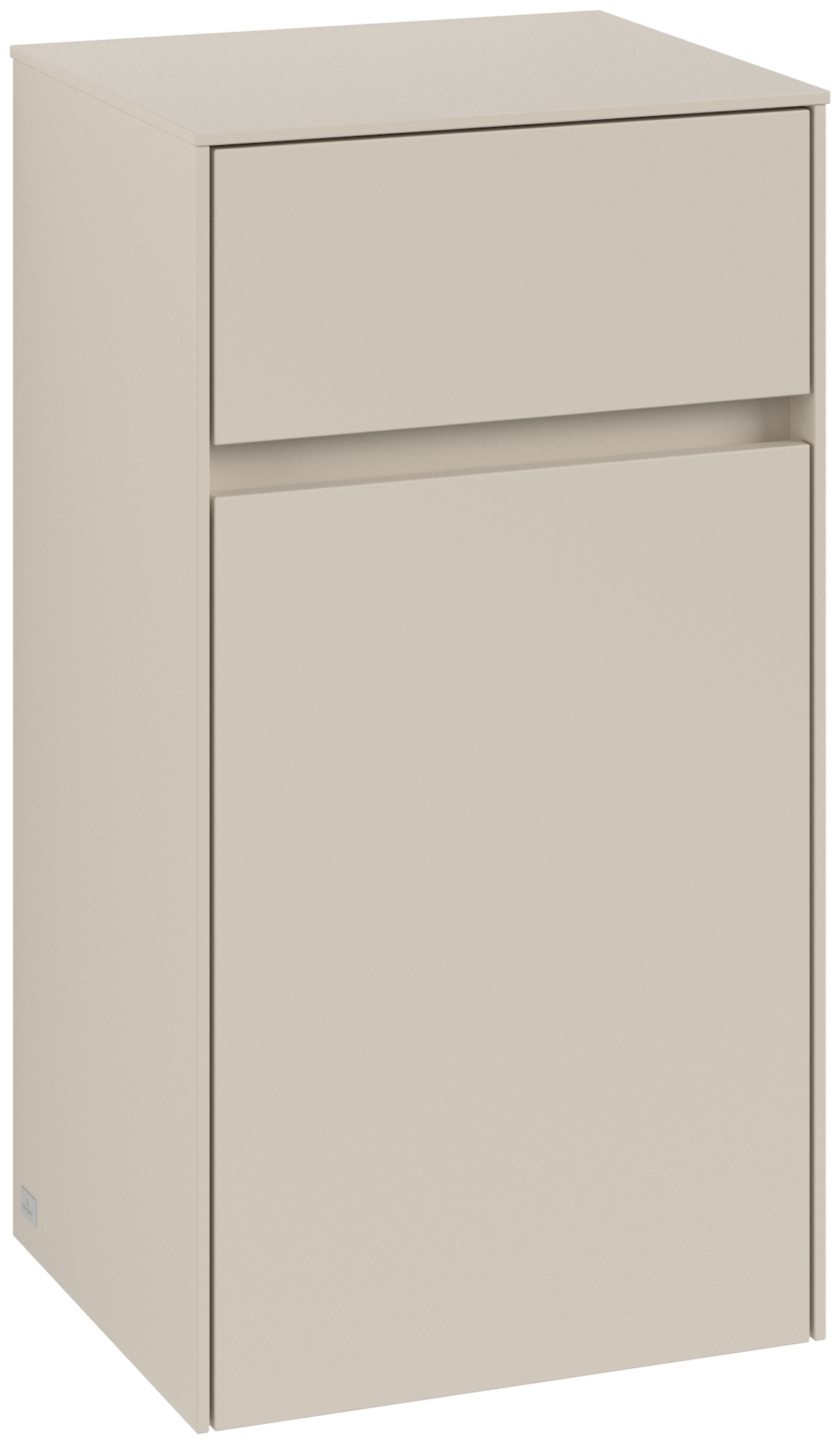 Villeroy & Boch Collaro Side cabinet, 1 door, 1 drawer, 404x748x349mm, Body: Cashmere Grey, Front: Cashmere Grey
