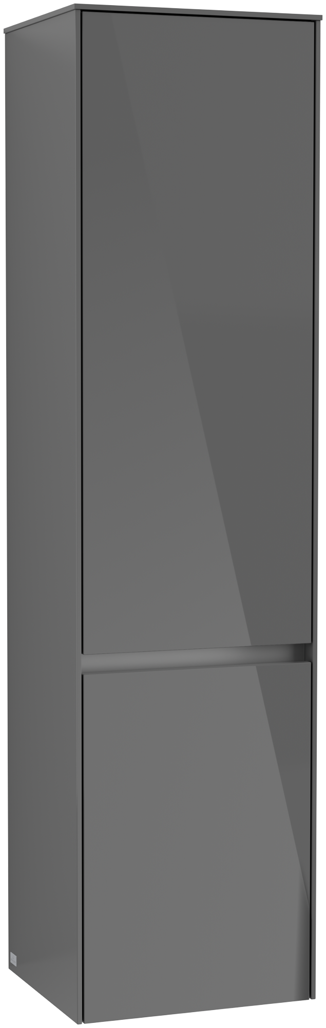 Villeroy & Boch Collaro Tall cabinet, 2 doors, 404x1538x349mm, Body: Glossy Grey, Front: Glossy Grey