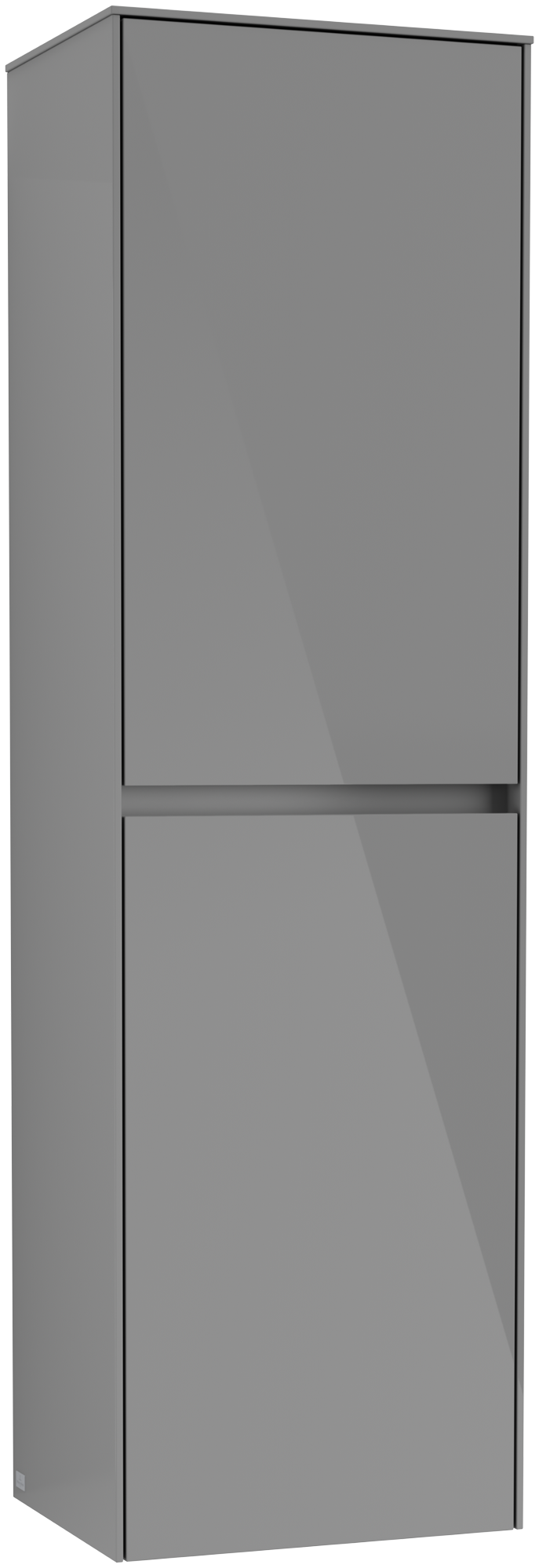 Villeroy & Boch Collaro Tall cabinet, 2 doors, 454x1538x347mm, Body: Glossy Grey, Front: Glossy Grey