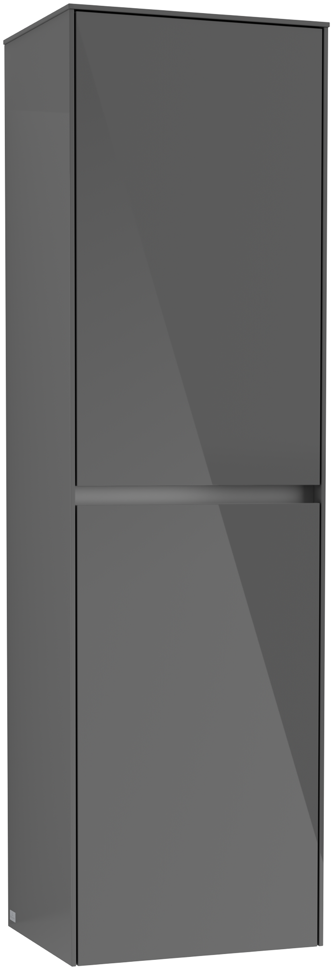 Villeroy & Boch Collaro Tall cabinet, 2 doors, 454x1538x347mm, Body: Glossy Grey, Front: Glossy Grey