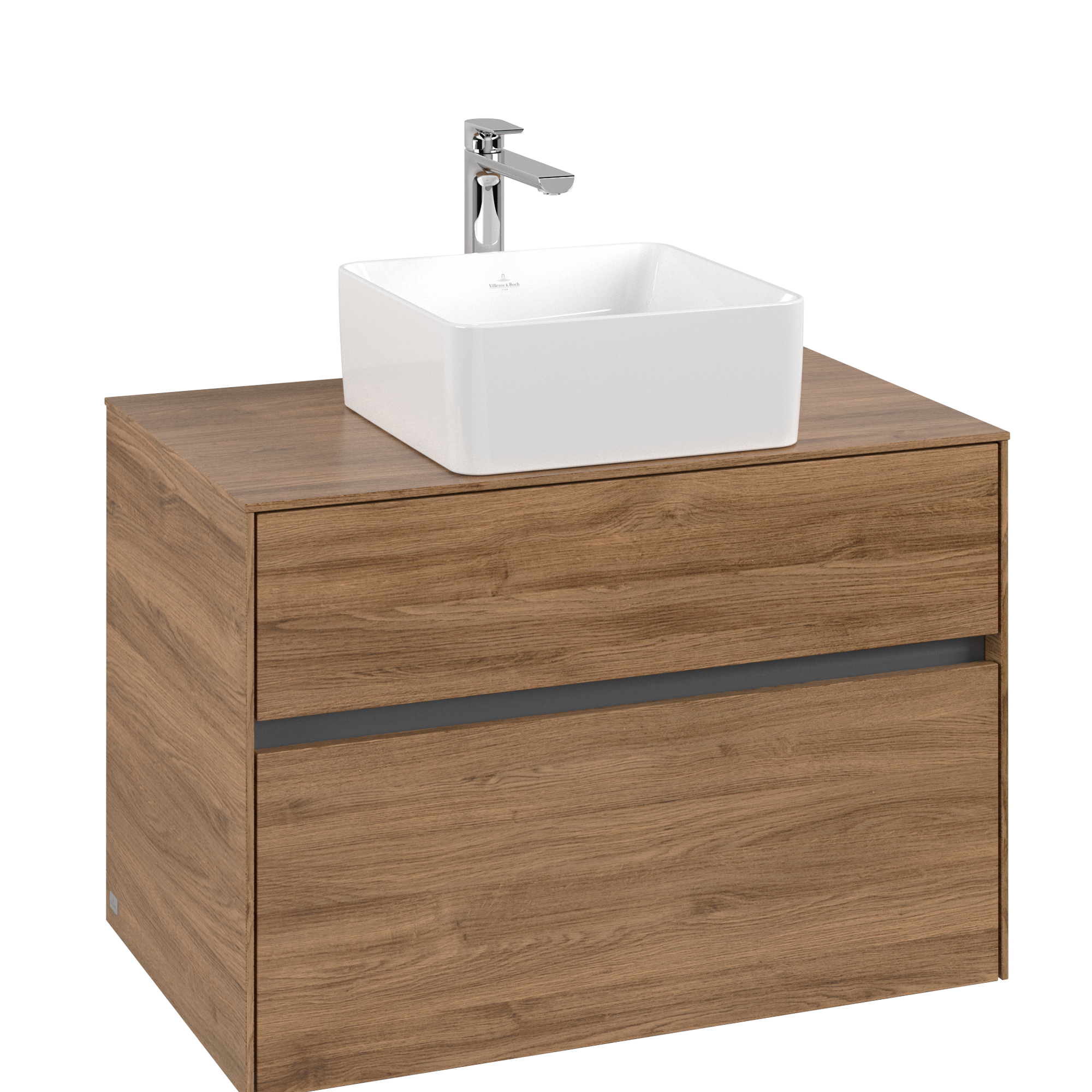 Villeroy & Boch Collaro Meuble sous plan, 2 tiroirs sur rails, 800x548x500mm, Caisson: Oak Kansas, Façade: Oak Kansas