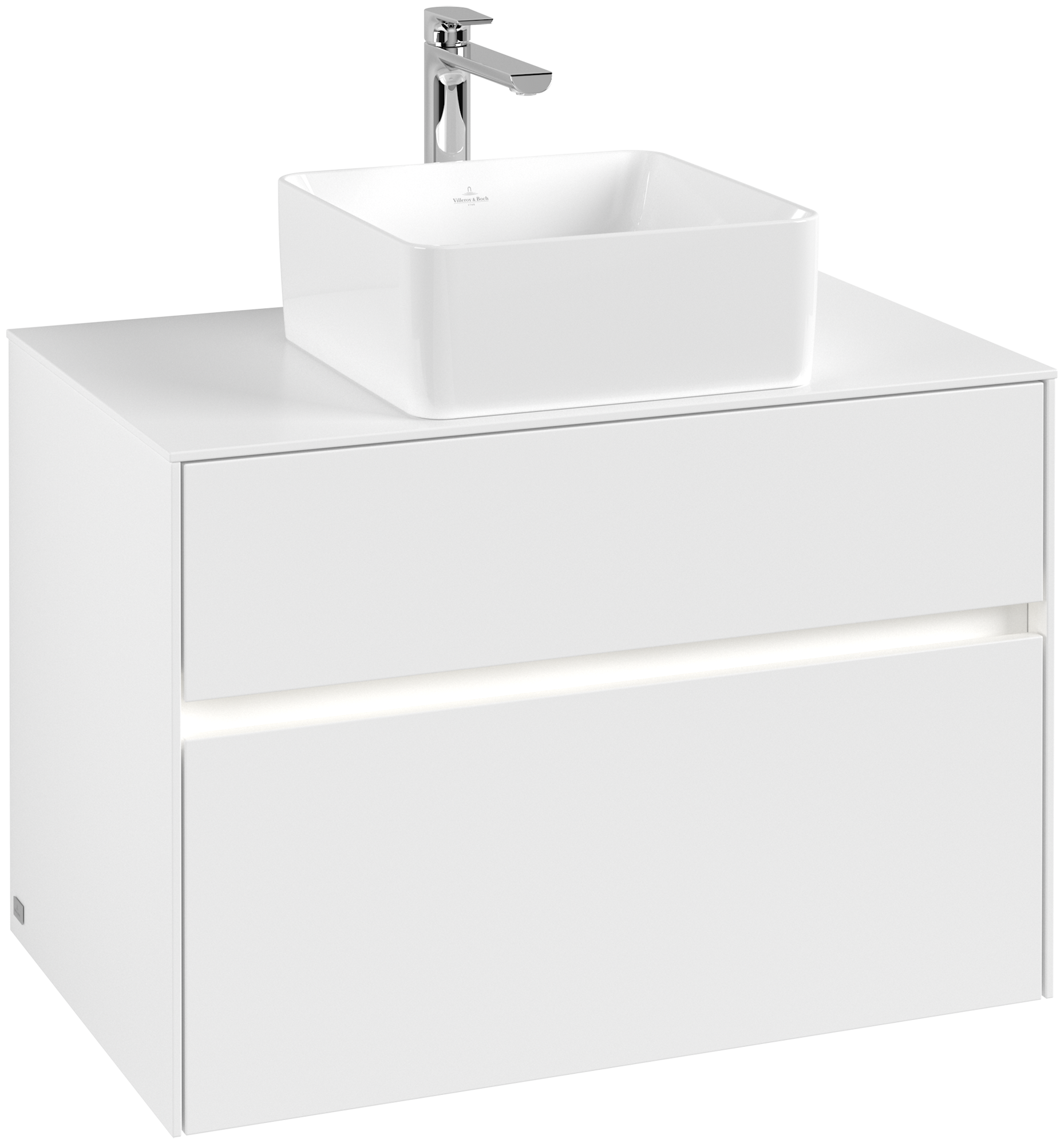Villeroy & Boch Collaro Servantskap, med belysning, 2 uttrekkbare rom, 800x548x500mm, Kropp: White Matt, Front: White Matt
