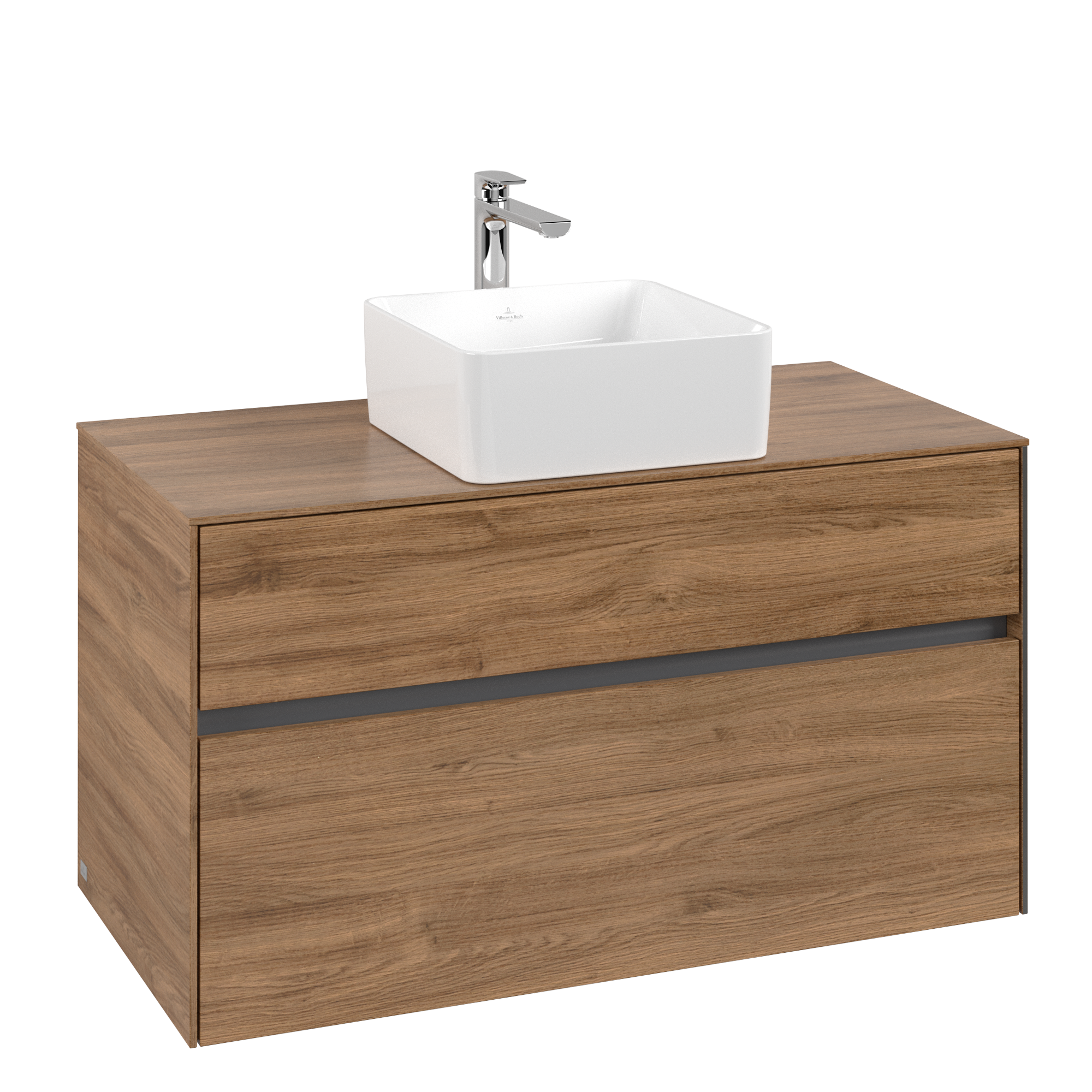 Villeroy & Boch Collaro Wastafelonderkast, 2 uittrekladen, 1000x548x500mm, Corpus: Oak Kansas, Front: Oak Kansas