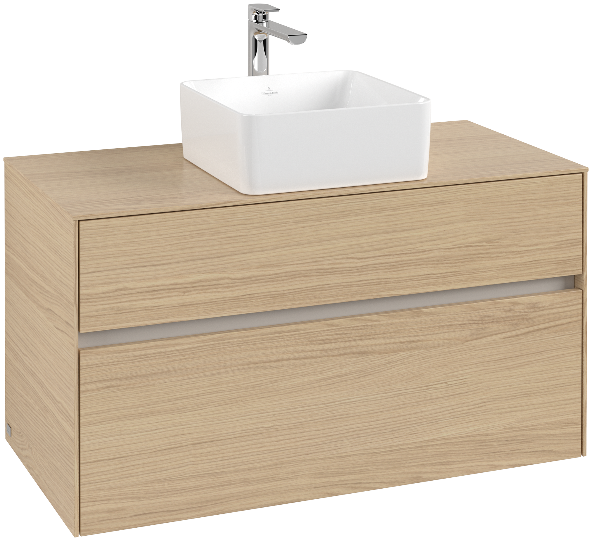 Villeroy & Boch Collaro Meuble sous plan, 2 tiroirs sur rails, 1000x548x500mm, Caisson: Nordic Oak, Façade: Nordic Oak