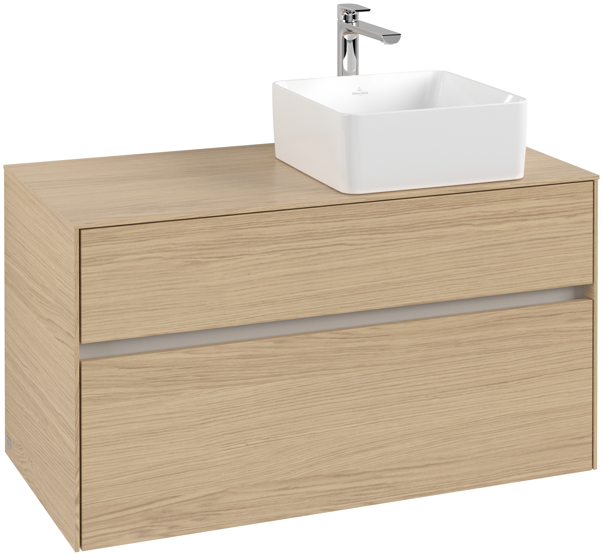 Villeroy & Boch Collaro Waschbeckenunterschrank, 2 Auszüge, 1000x548x500mm, Korpus: Nordic Oak, Front: Nordic Oak