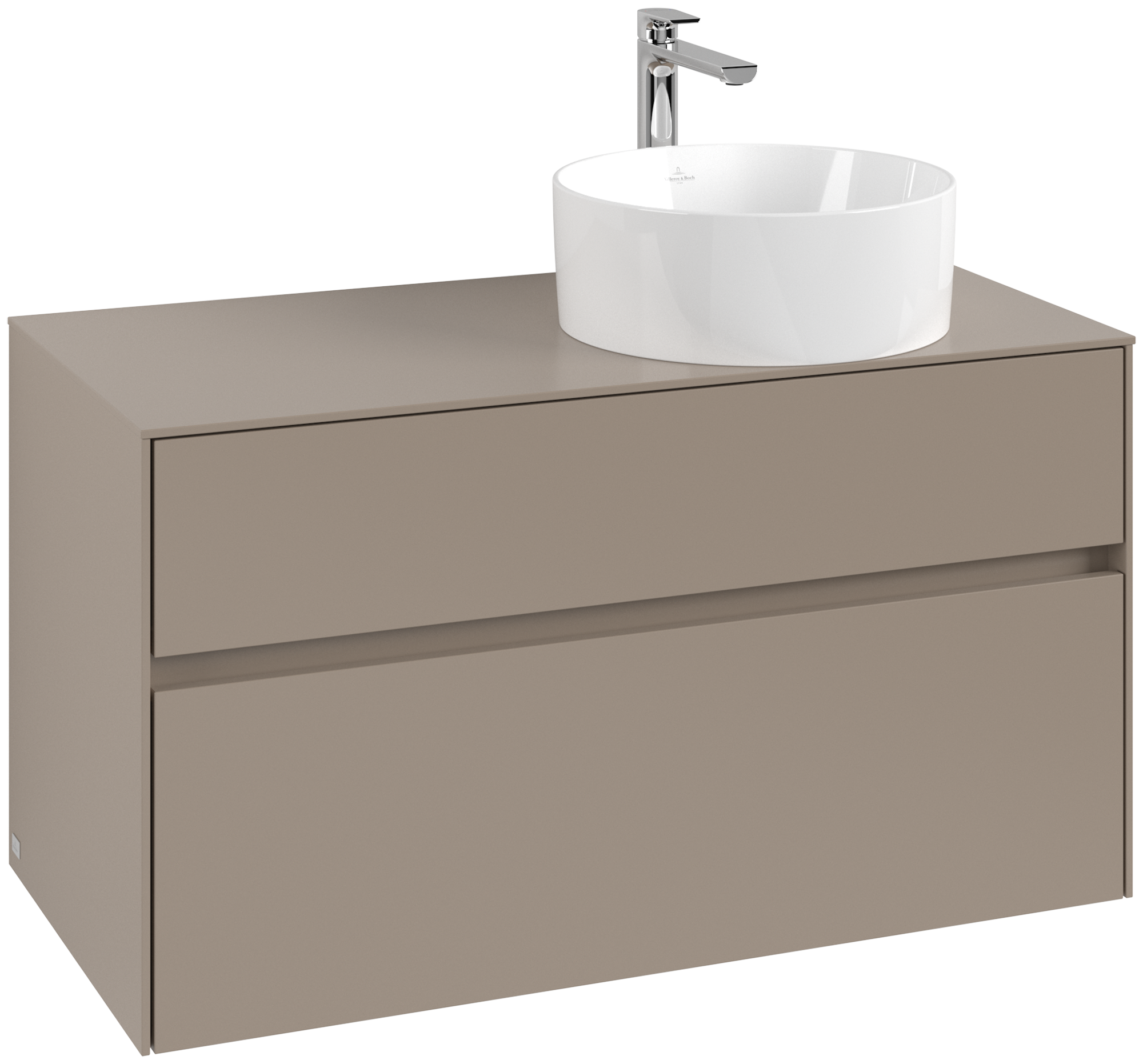 Villeroy & Boch Collaro Waschbeckenunterschrank, 2 Auszüge, 1000x548x500mm, Korpus: Taupe, Front: Taupe