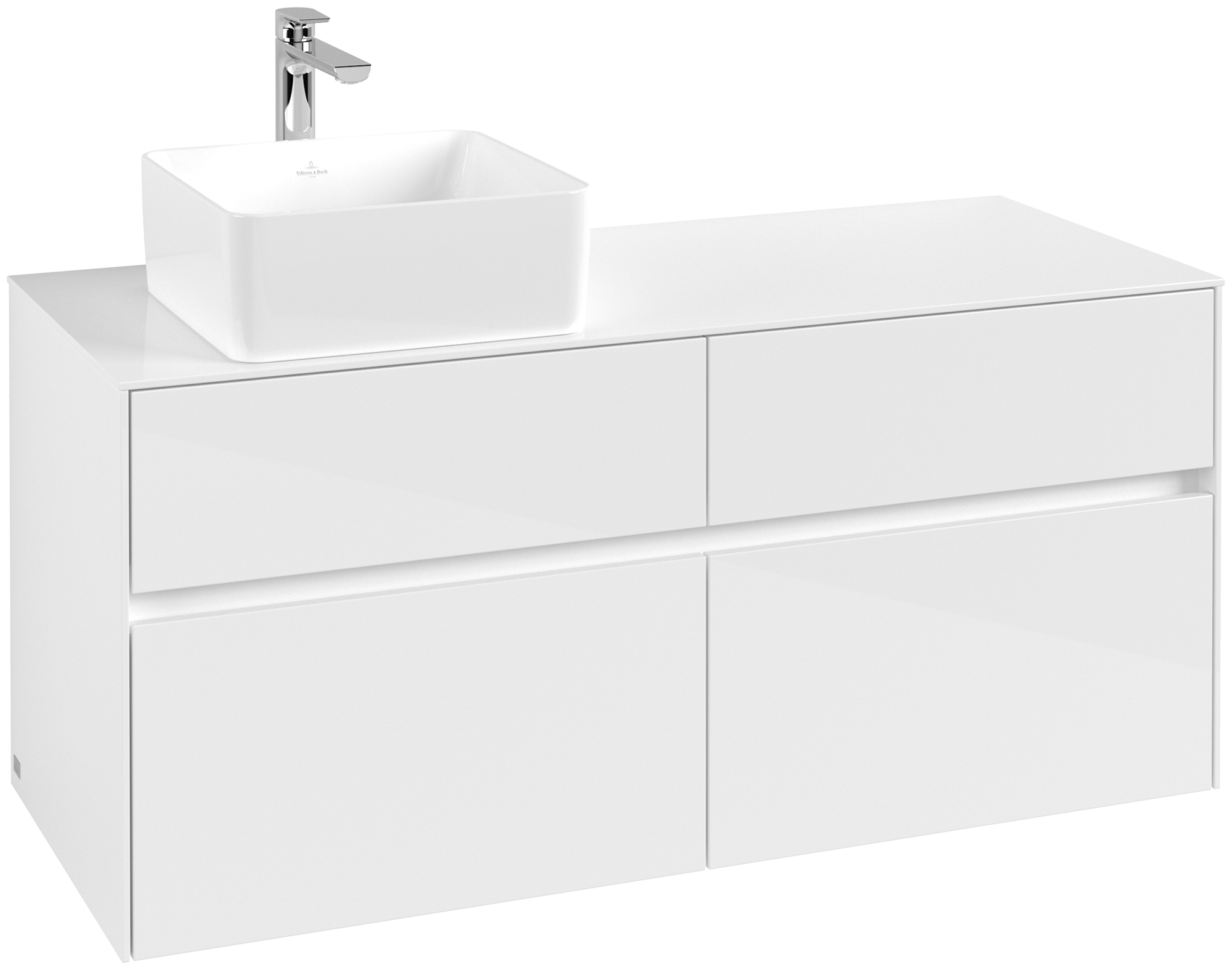 Villeroy & Boch Collaro Waschbeckenunterschrank, 4 Auszüge, 1200x548x500mm, Korpus: Glossy White, Front: Glossy White