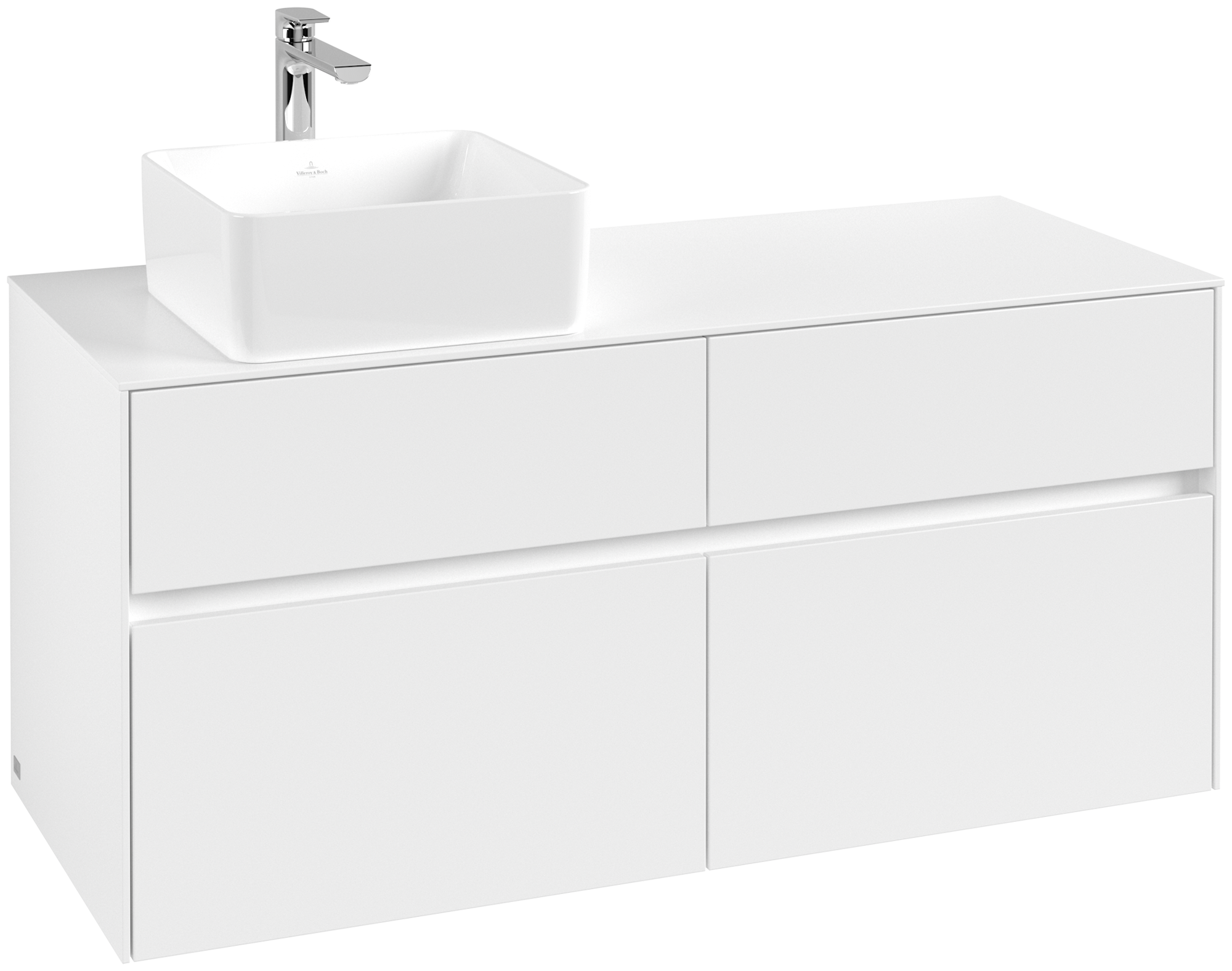 Villeroy & Boch Collaro Meuble sous plan, 4 tiroirs sur rails, 1200x548x500mm, Caisson: White Matt, Façade: White Matt