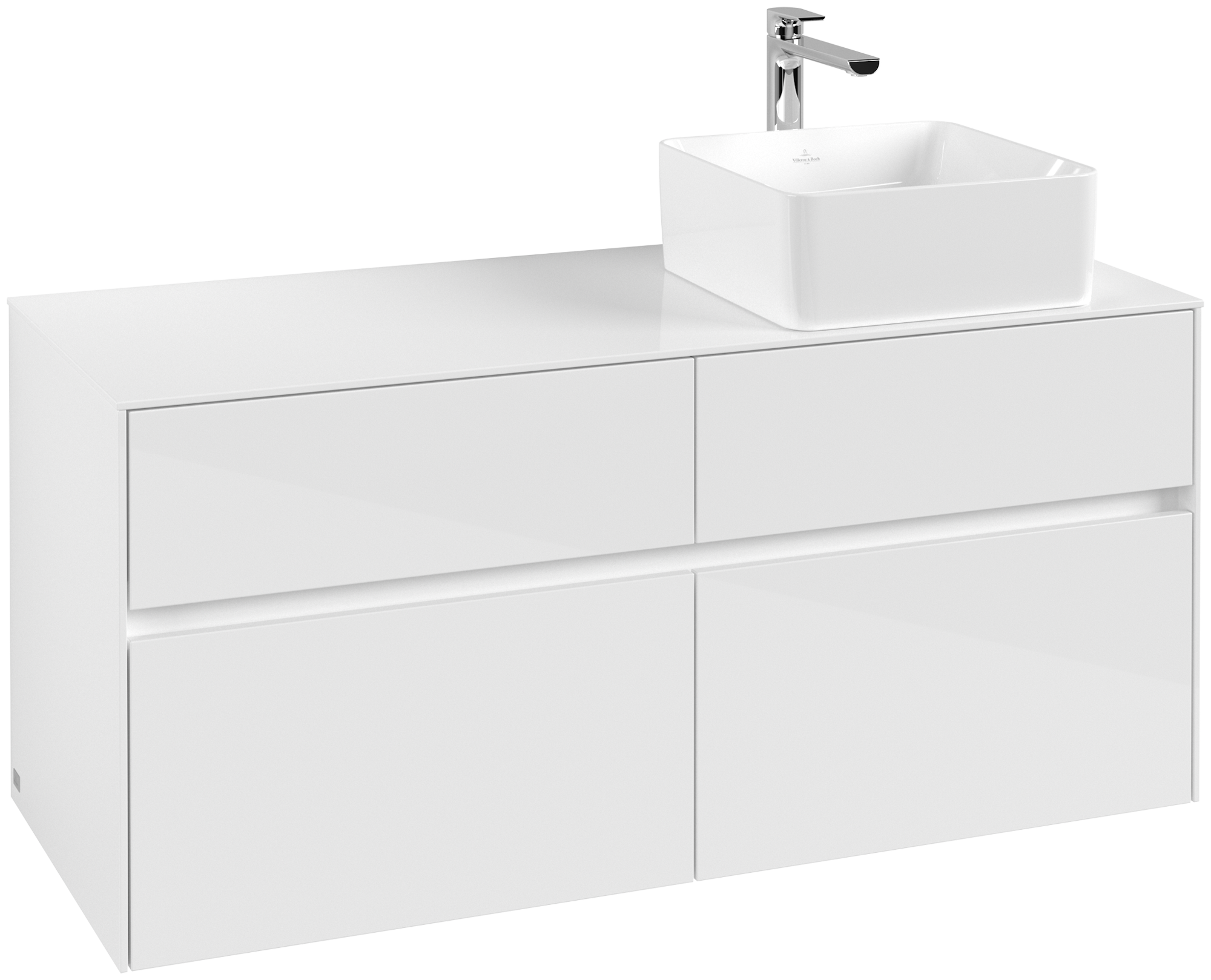 Villeroy & Boch Collaro Servantskap, 4 uttrekkbare rom, 1200x548x500mm, Kropp: Glossy White, Front: Glossy White