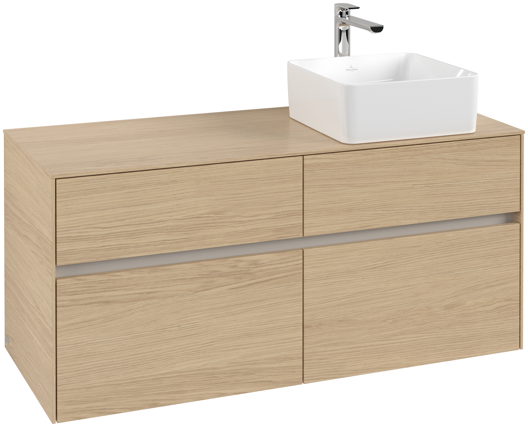 Villeroy & Boch Collaro Waschbeckenunterschrank, 4 Auszüge, 1200x548x500mm, Korpus: Nordic Oak, Front: Nordic Oak