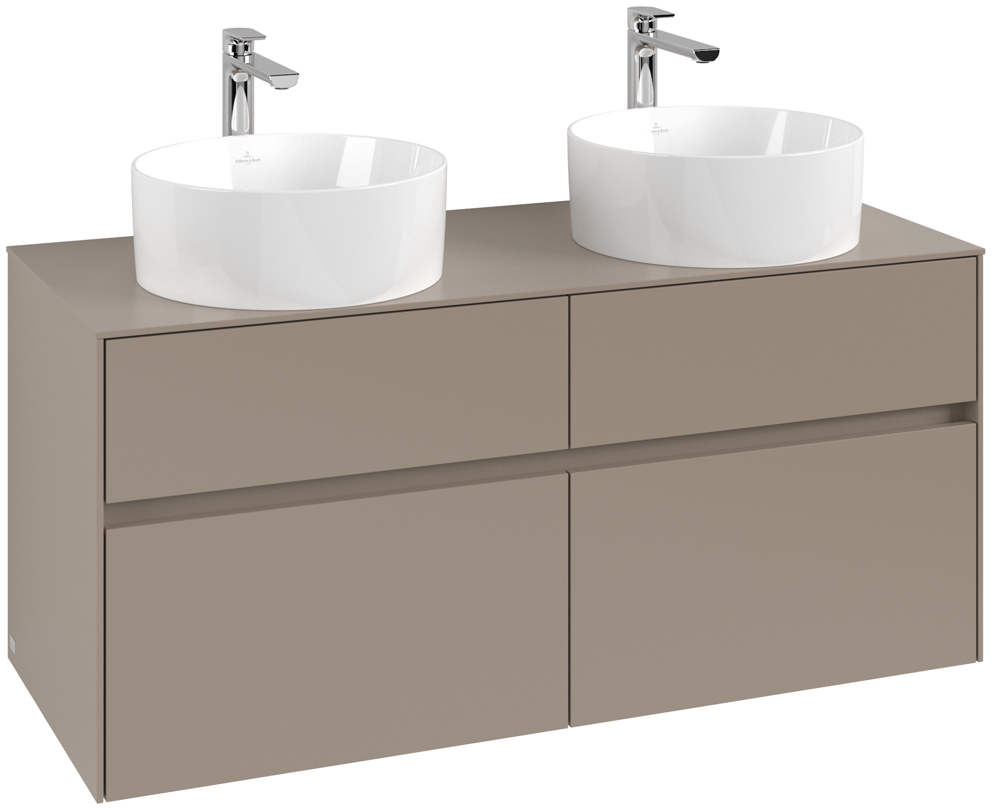 Villeroy & Boch Collaro Meuble sous plan, 4 tiroirs sur rails, 1200x548x500mm, Caisson: Taupe, Façade: Taupe