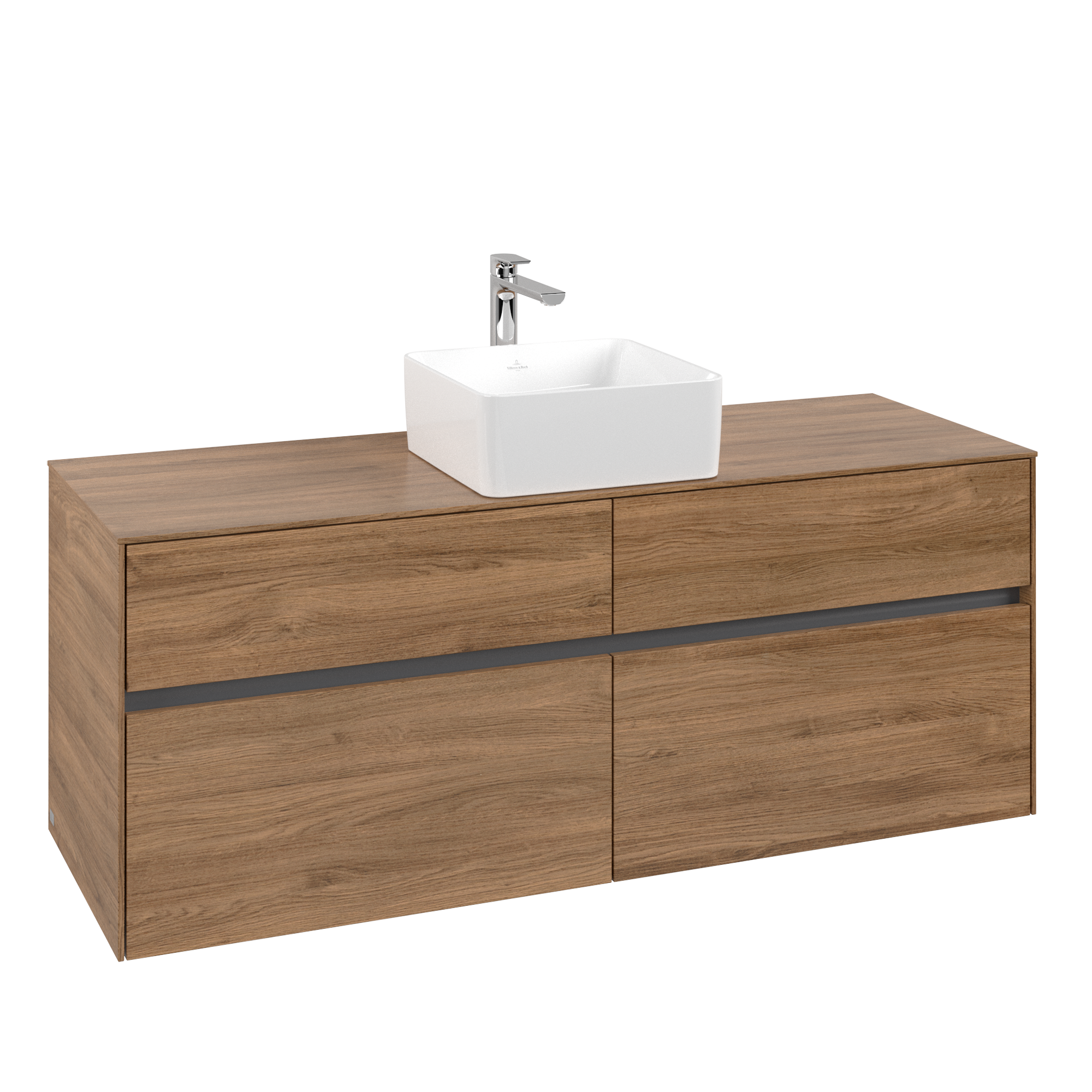 Villeroy & Boch Collaro Waschbeckenunterschrank, 4 Auszüge, 1400x548x500mm, Korpus: Kansas Oak, Front: Kansas Oak