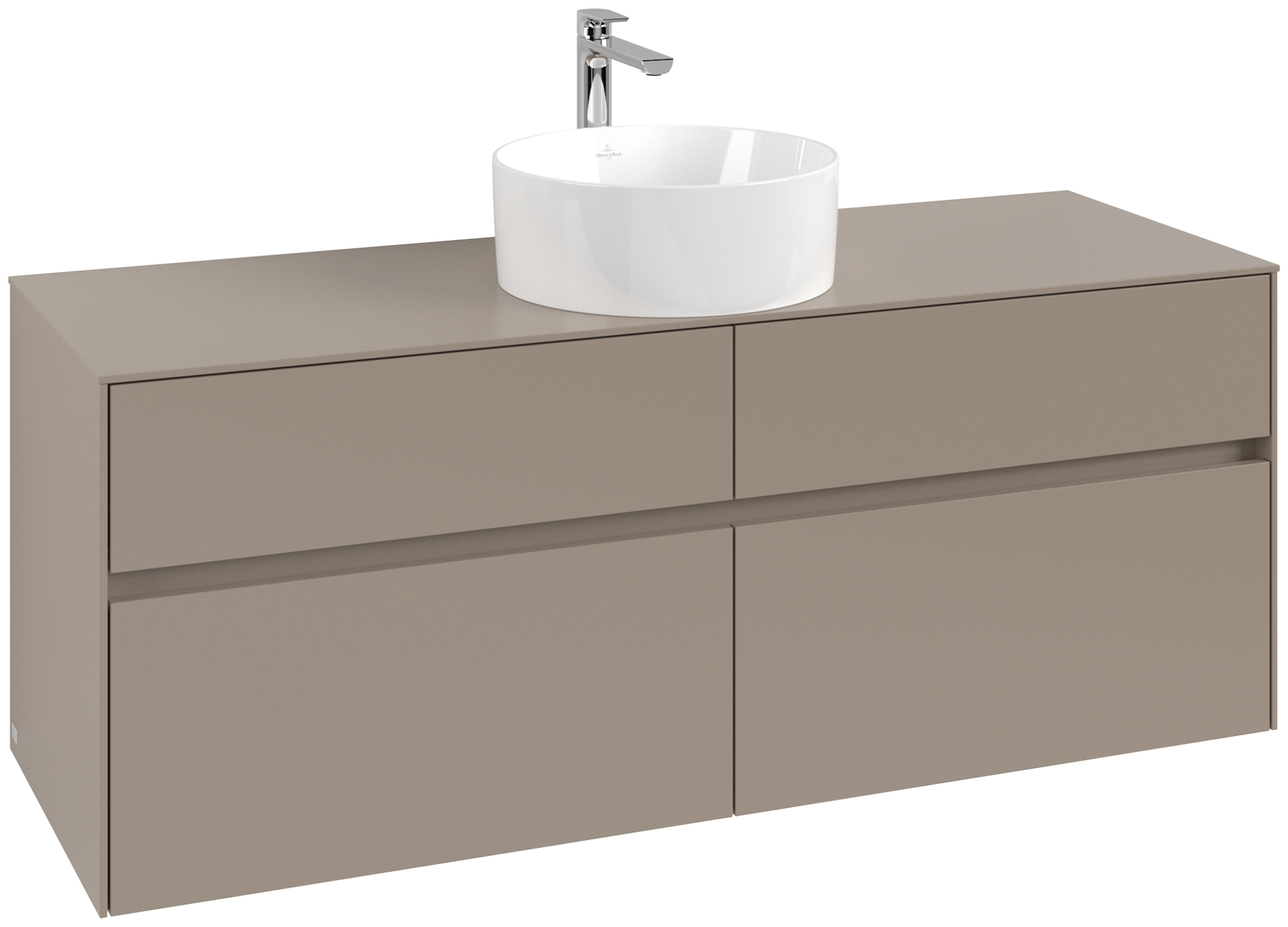 Villeroy & Boch Collaro Waschbeckenunterschrank, 4 Auszüge, 1400x548x500mm, Korpus: Taupe, Front: Taupe