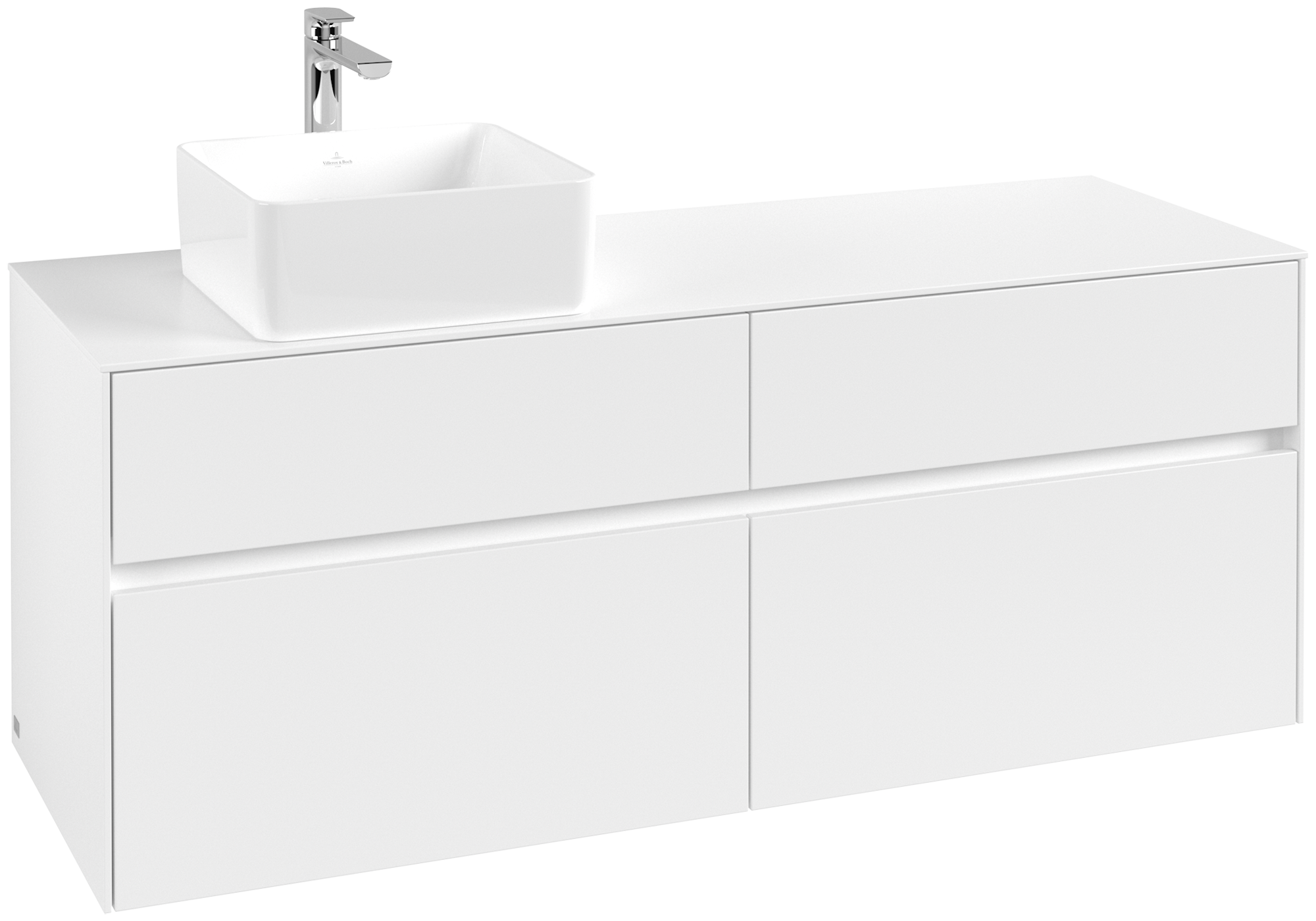 Villeroy & Boch Collaro Waschbeckenunterschrank, 4 Auszüge, 1400x548x500mm, Korpus: White Matt, Front: White Matt
