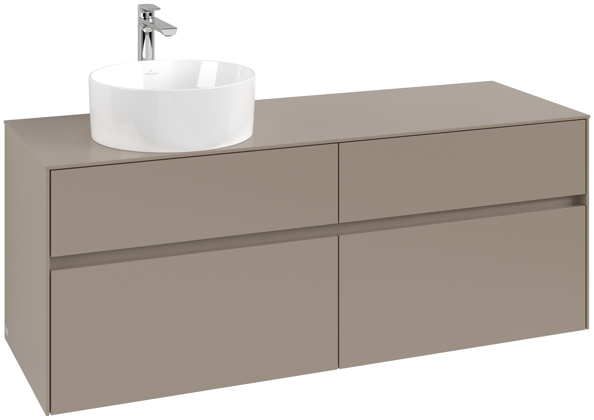 Villeroy & Boch Collaro Waschbeckenunterschrank, 4 Auszüge, 1400x548x500mm, Korpus: Taupe, Front: Taupe