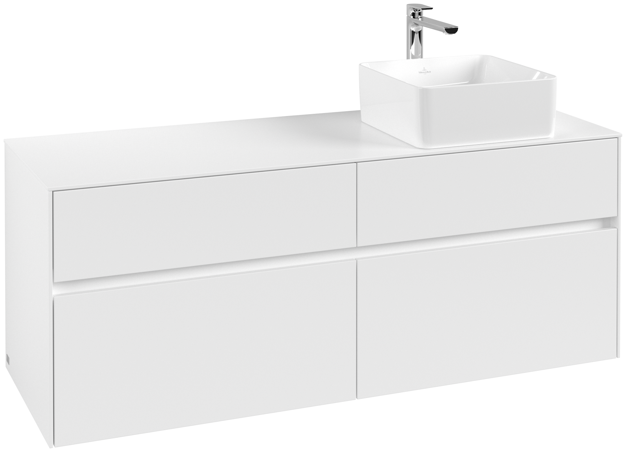Villeroy & Boch Collaro Waschbeckenunterschrank, 4 Auszüge, 1400x548x500mm, Korpus: White Matt, Front: White Matt
