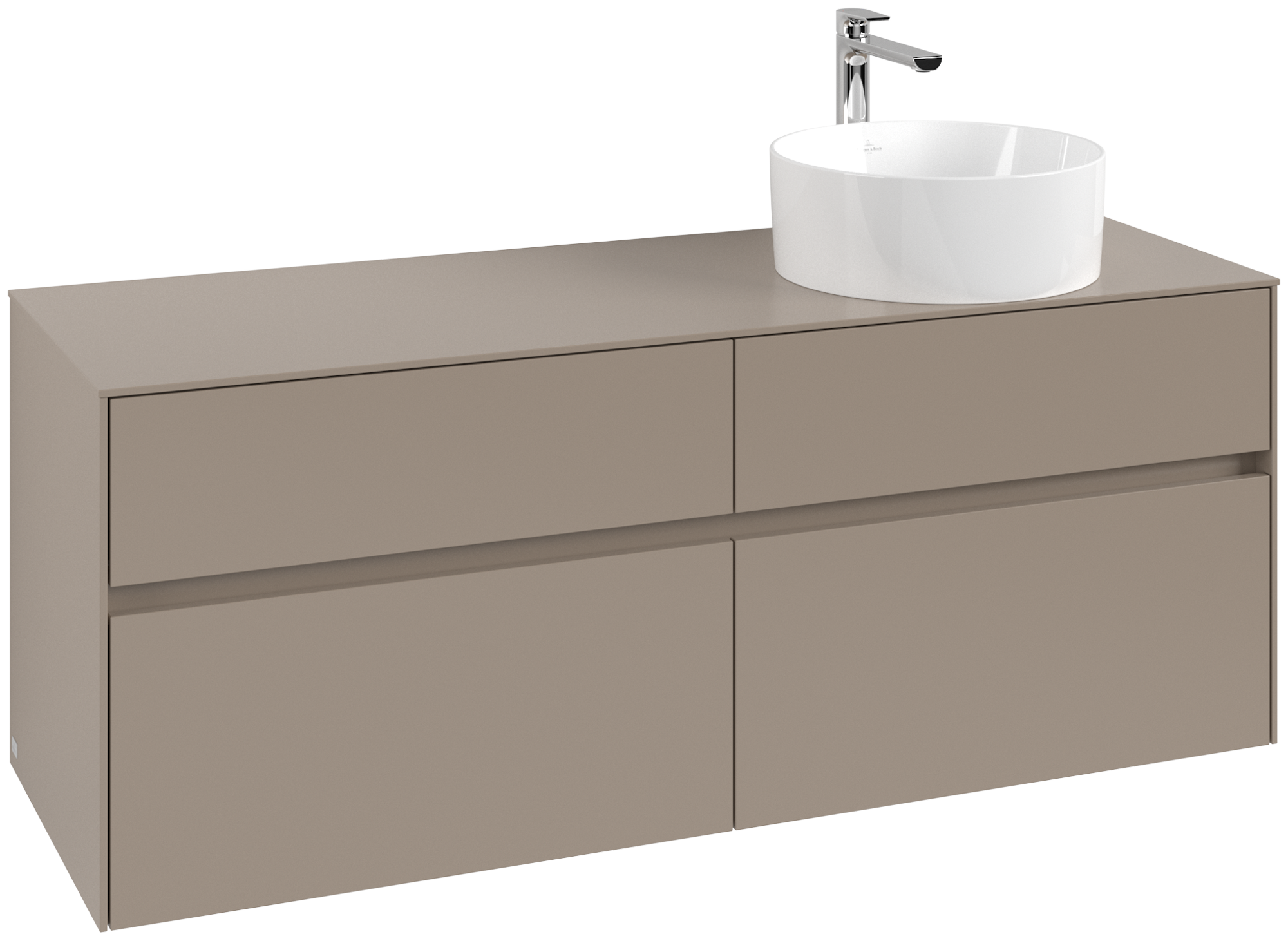 Villeroy & Boch Collaro Waschbeckenunterschrank, 4 Auszüge, 1400x548x500mm, Korpus: Taupe, Front: Taupe