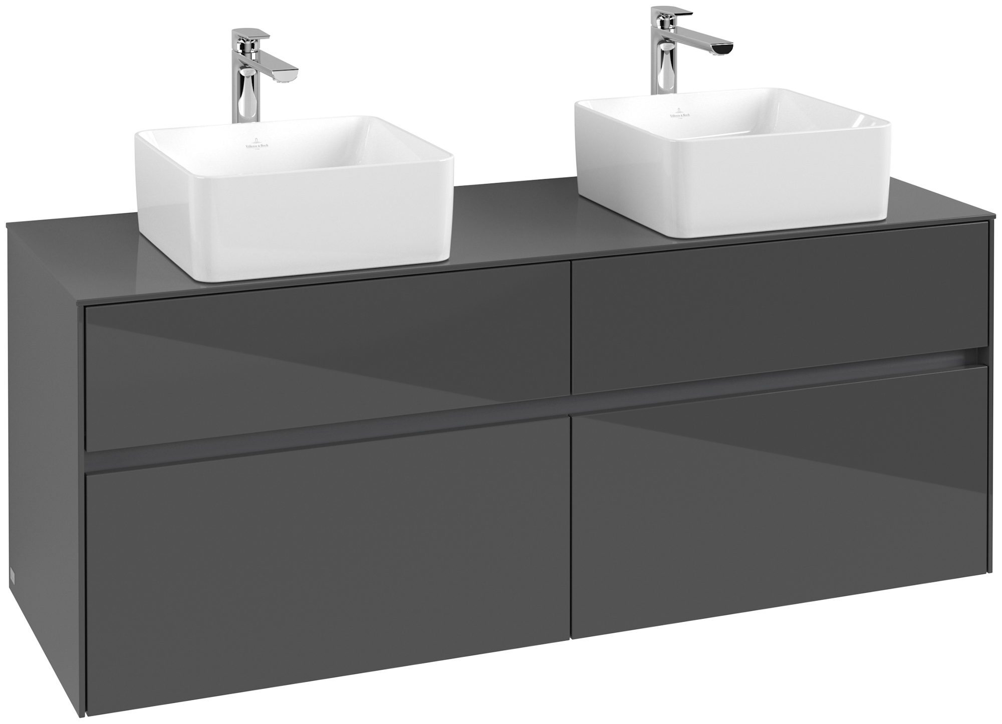 Villeroy & Boch Collaro Servantskap, 4 uttrekkbare rom, 1400x548x500mm, Kropp: Glossy Grey, Front: Glossy Grey